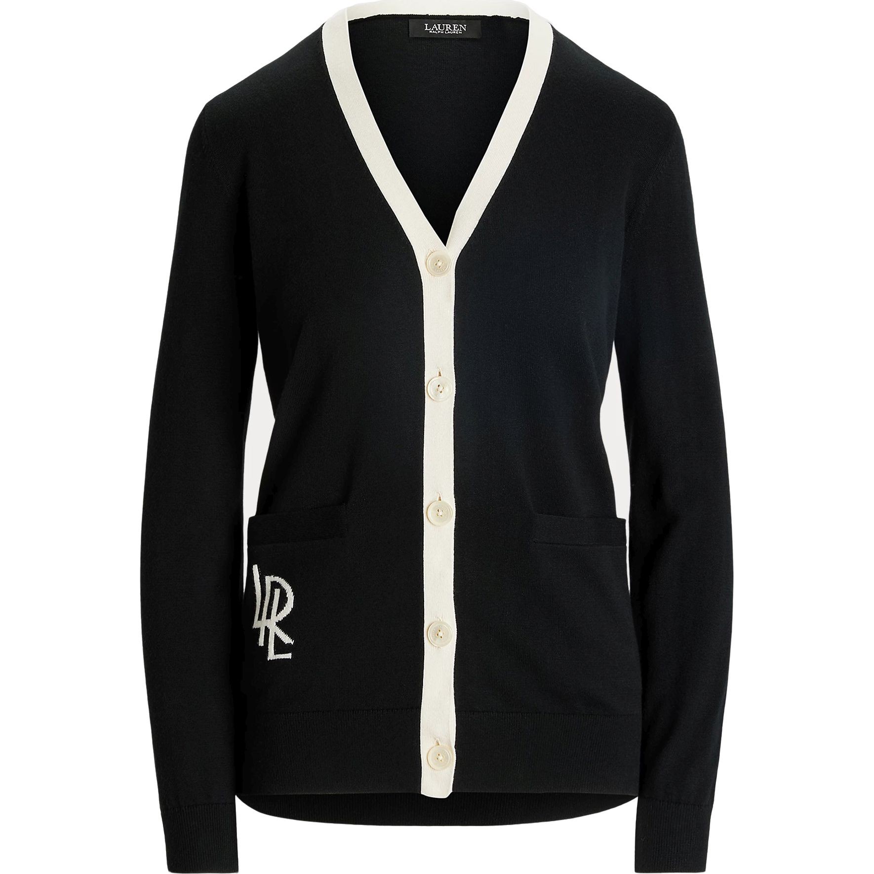 LAUREN RALPH LAUREN Kardiganas moterims, Juoda, Yelenia long sleeve cardigan