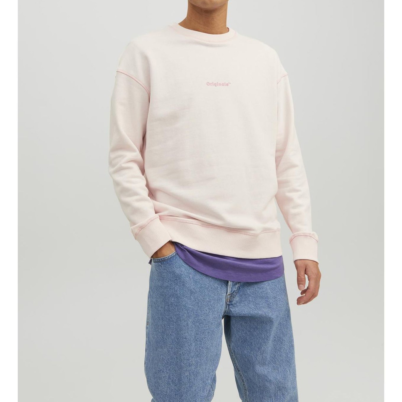 JACK & JONES Sportinis nertinis vyrams, Rožinė, JORFADED SWEAT 2