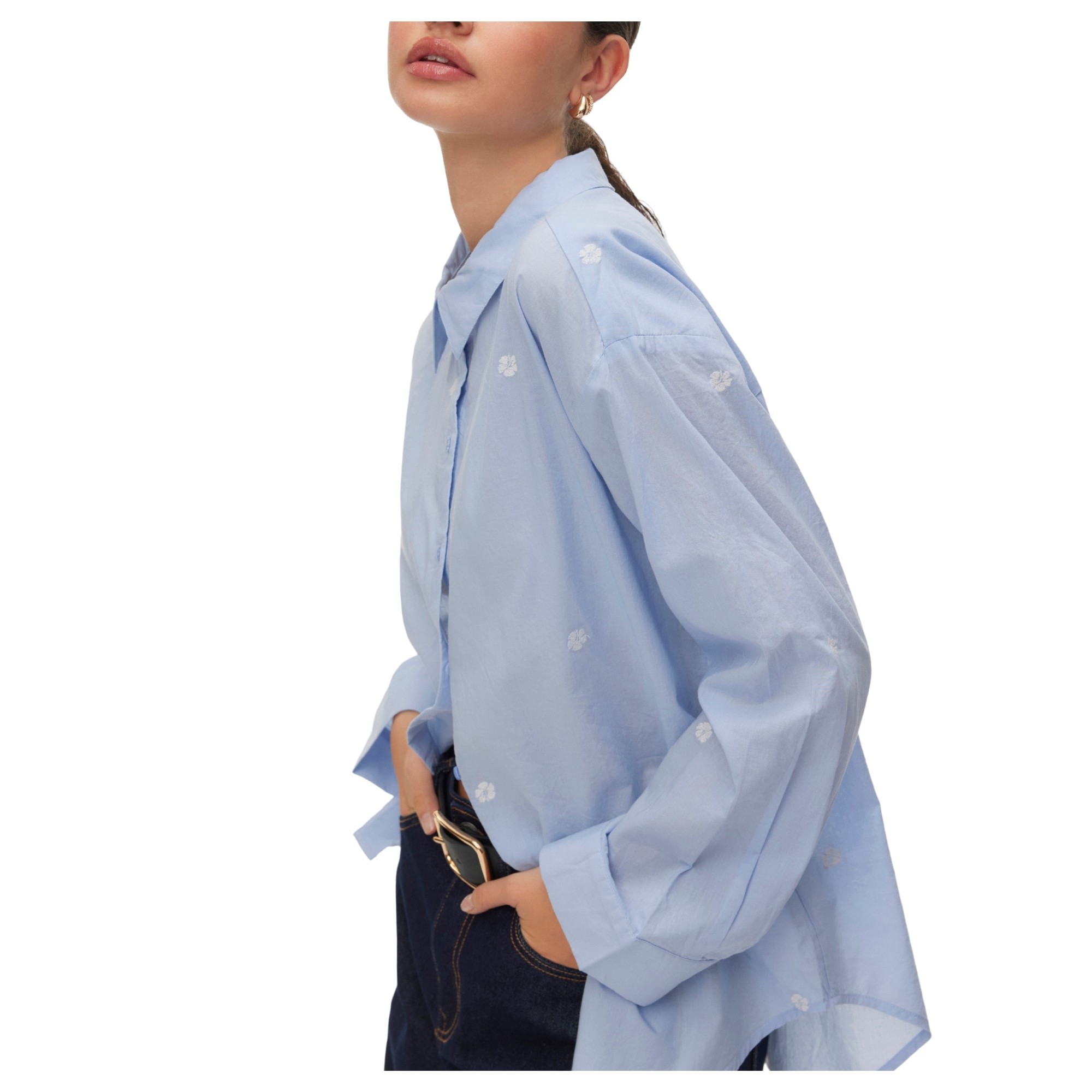 VERO MODA Marškiniai ilgomis rankovėmis moterims, Mėlyna, Odona 1