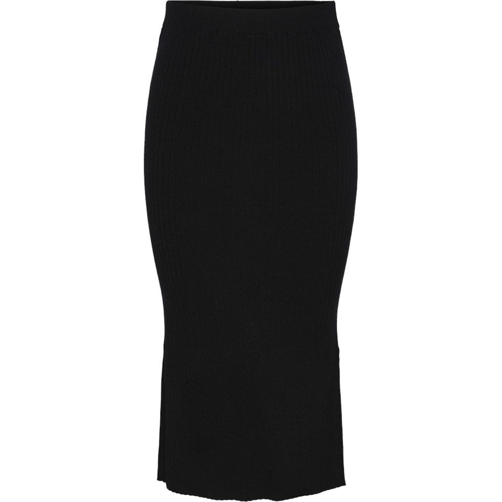 PIECES Maxi sijonas moterims, Juoda, Crista midi knit skirt 1