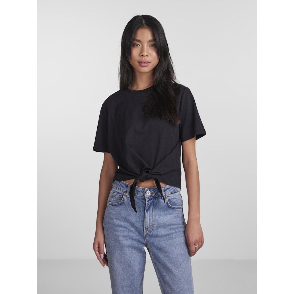 PIECES Marškinėliai moterims, Juoda, PCTIA TIE TEE NOOS B 2