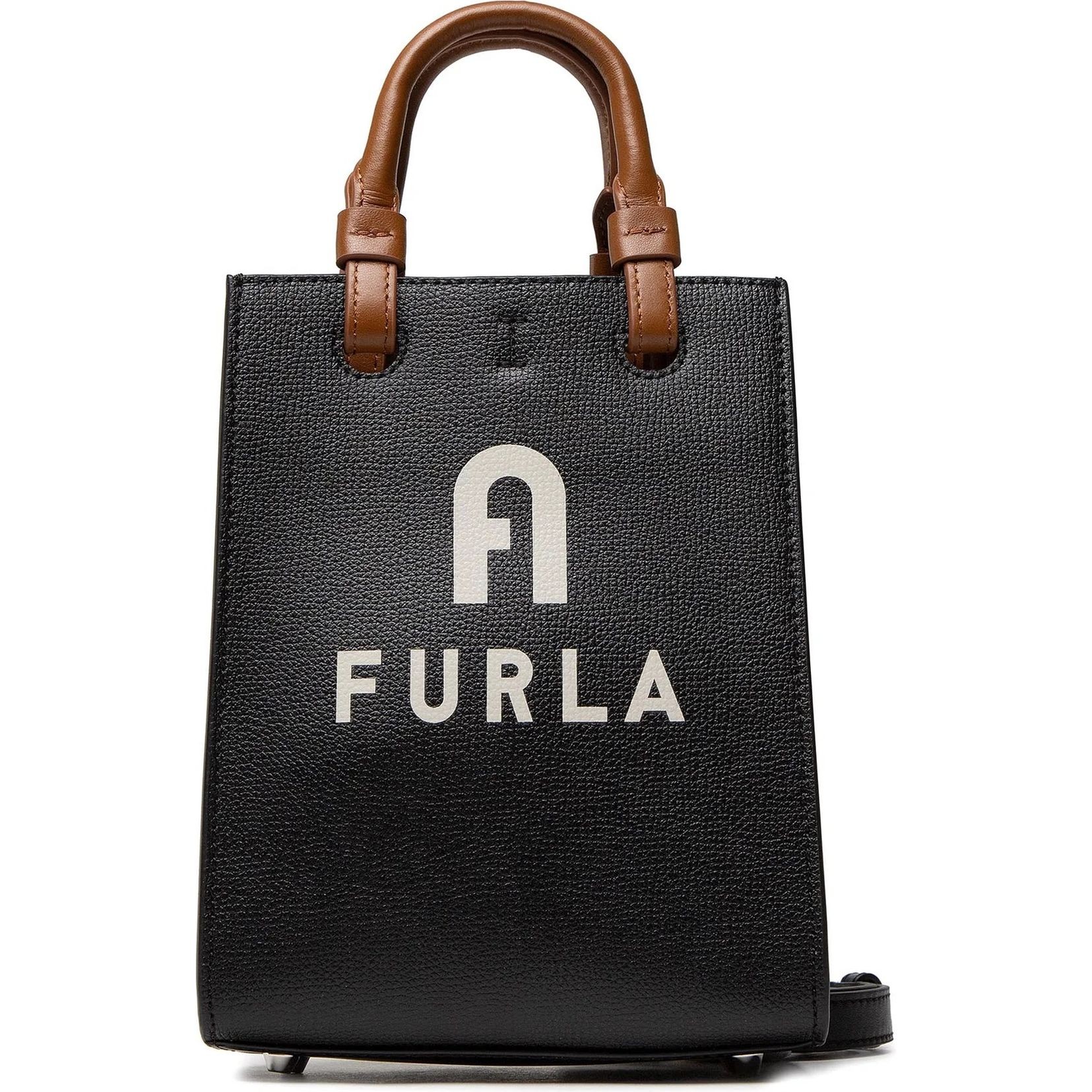 FURLA Pirkinių krepšys moterims, Juoda, Furla varsity style mini tote 1