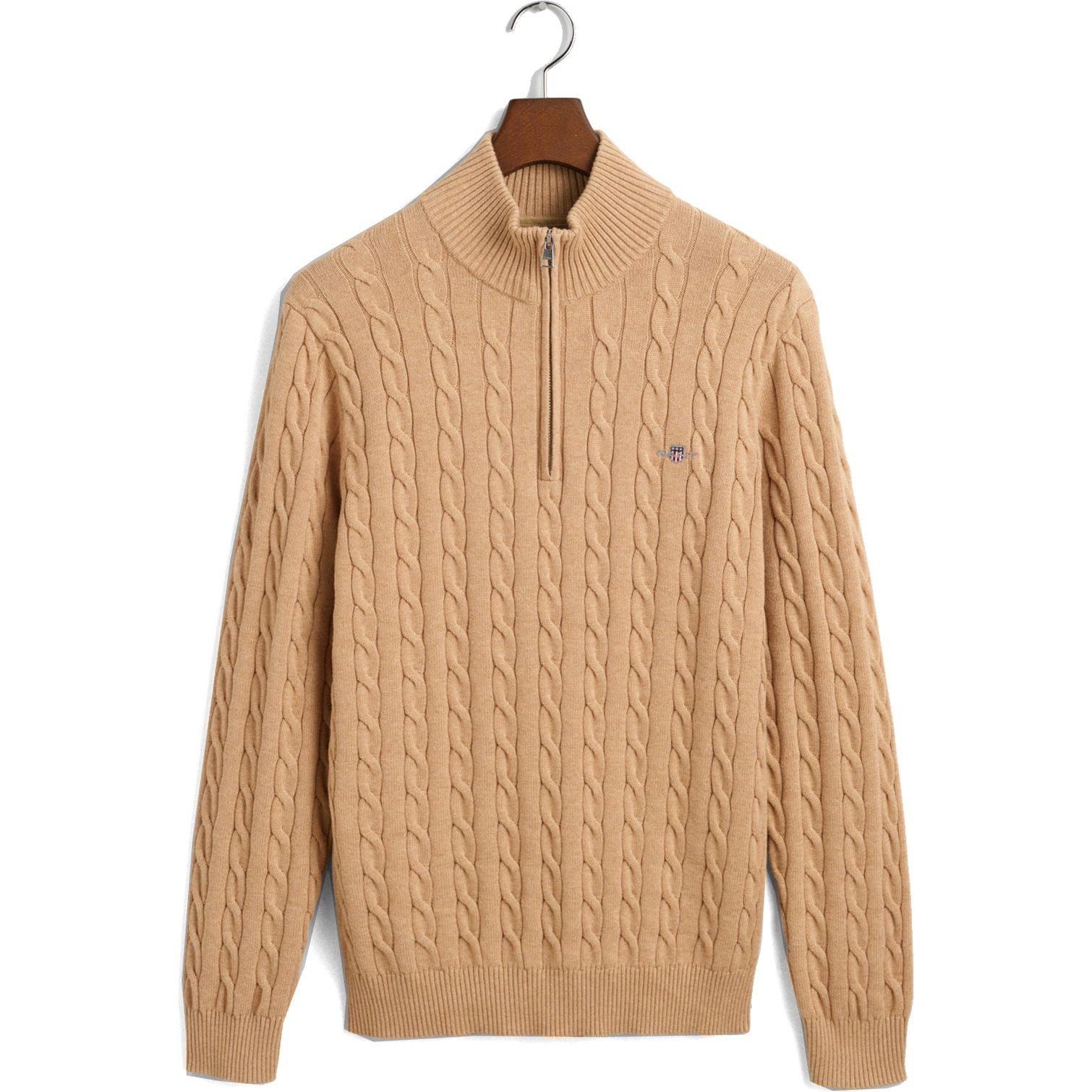 GANT Megztinis vyrams, Smėlio, Cotton cable half zip 1