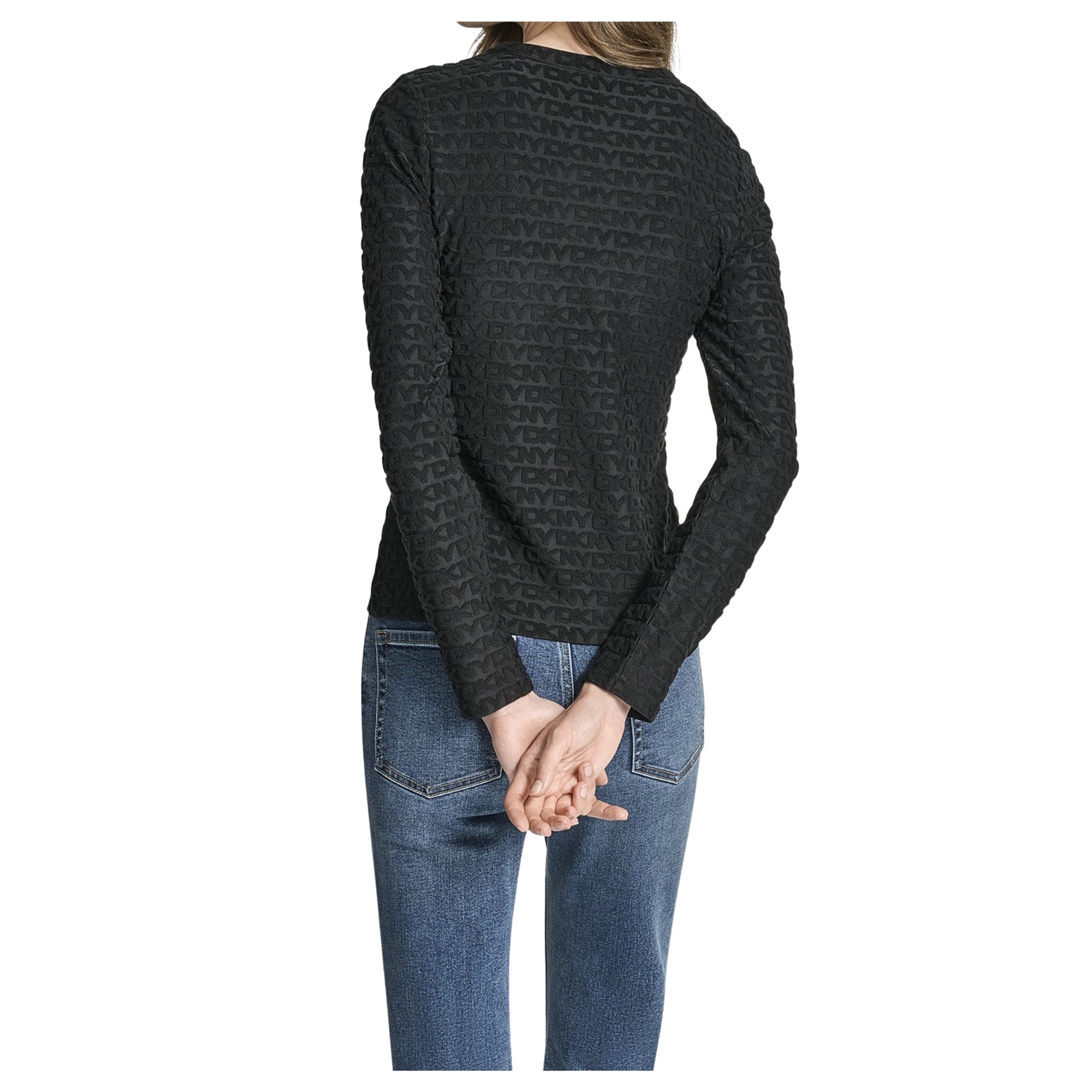 DKNY Palaidinės moterims, Juoda, Logo jacquard ls fit 3