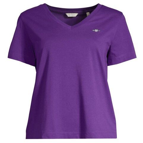 GANT Marškinėliai trump. rankovėmis moterims, Violetinė, Reg shield ss t-shirt 1