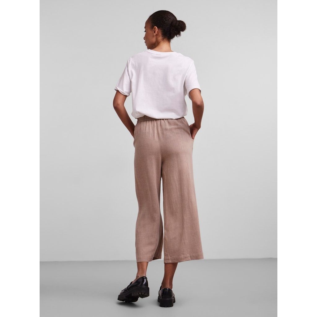 PIECES Kelnės moterims, Žalia, PCVINSTY HW LINEN CUL 3