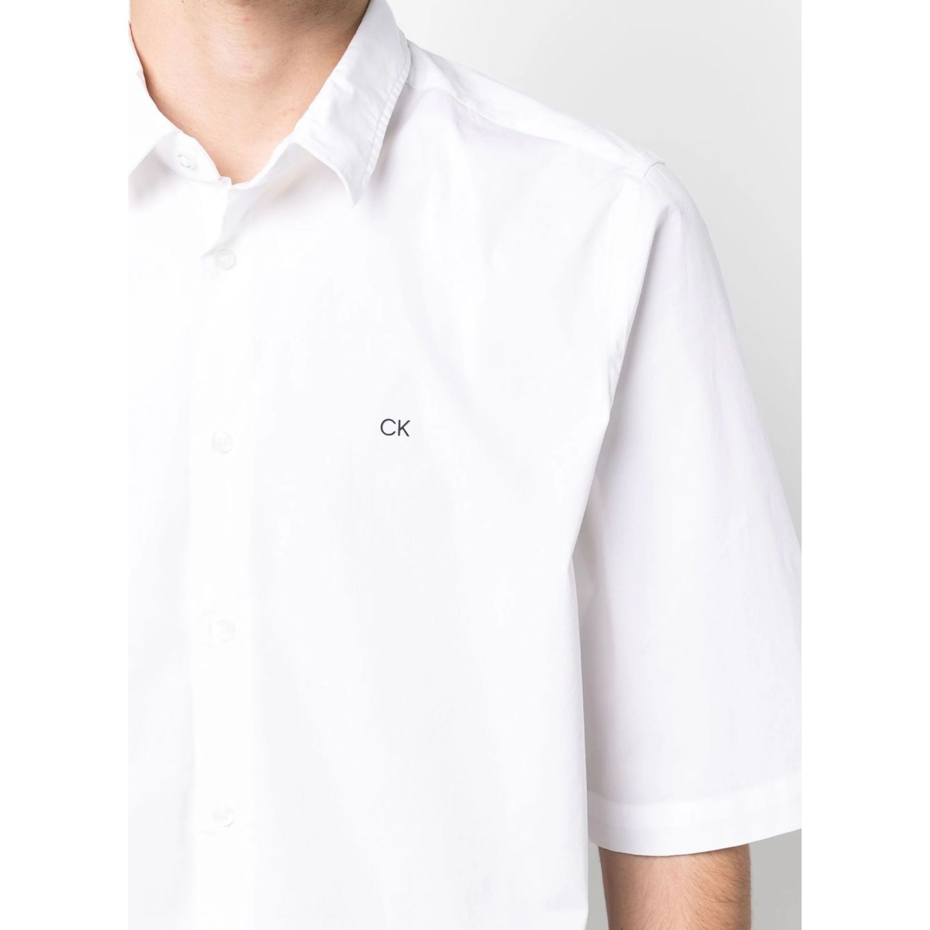 CALVIN KLEIN Marškiniai trump. rankovėmis vyrams, Balta, CASUAL SHIRT 4