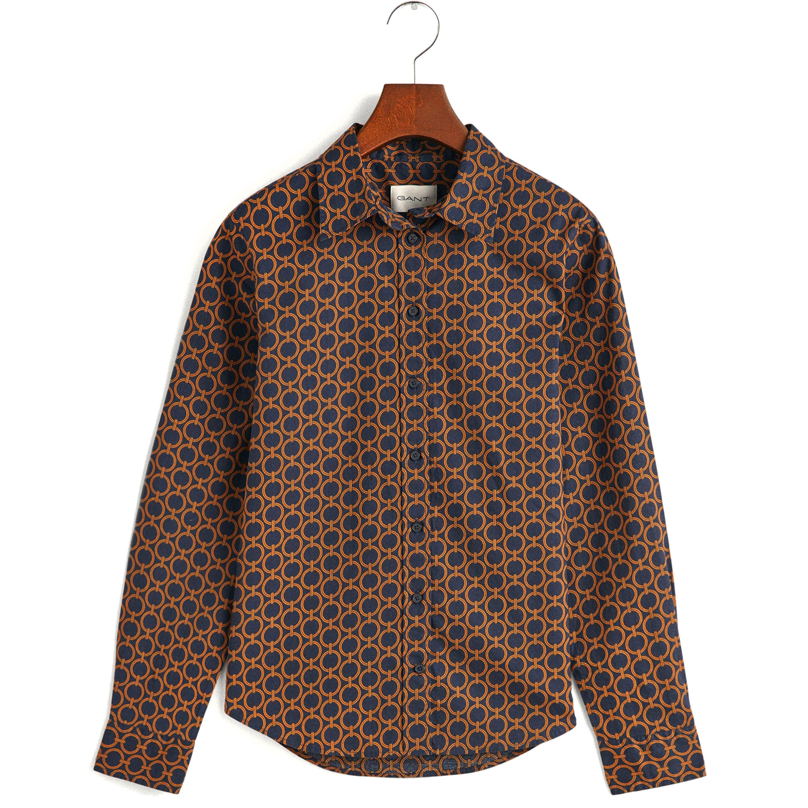 GANT Marškiniai moterims, Mėlyna, REG GEOMETRIC COT VOILE SHIRT 1