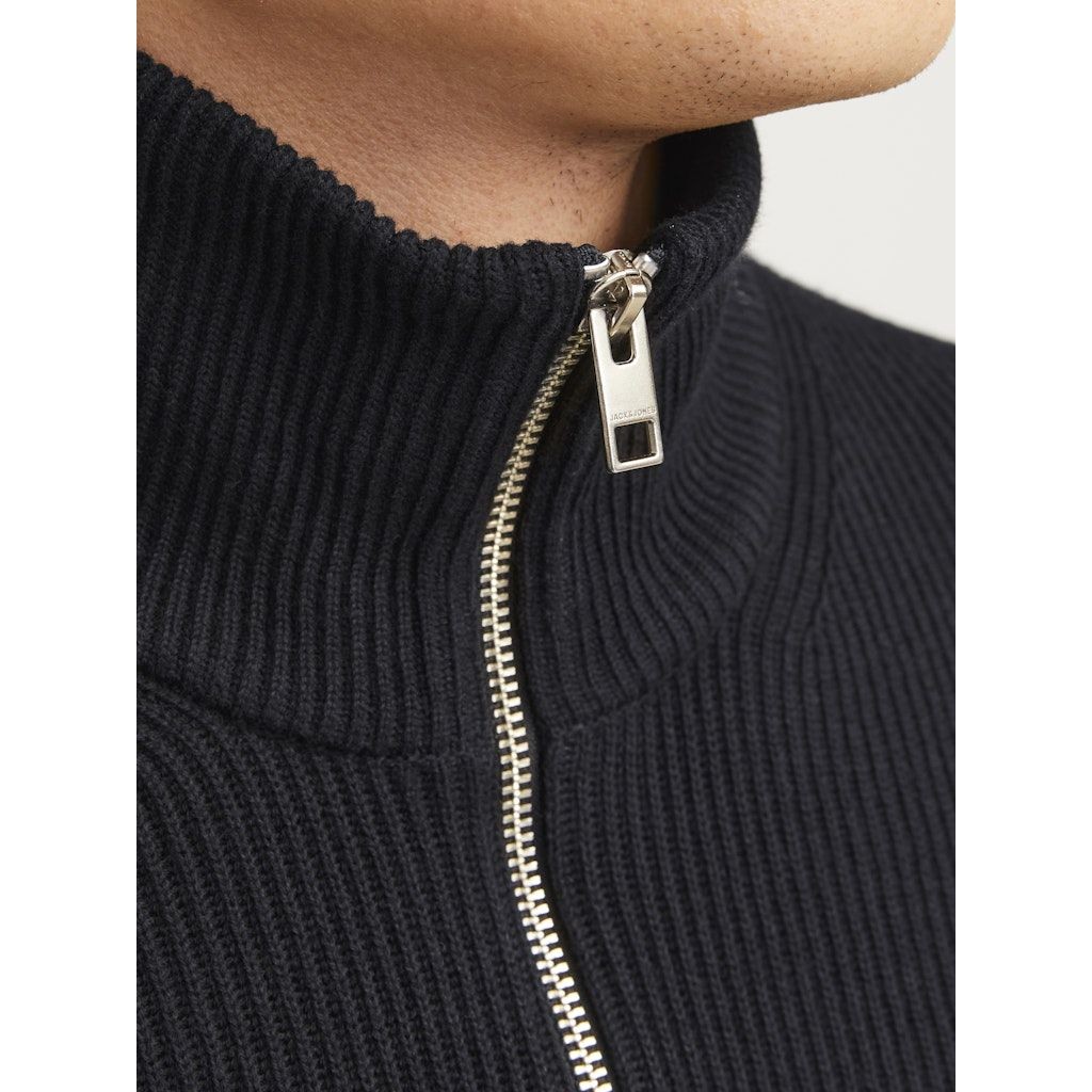 JACK & JONES Megztinis vyrams, Juoda, Perfect knit half zip 3