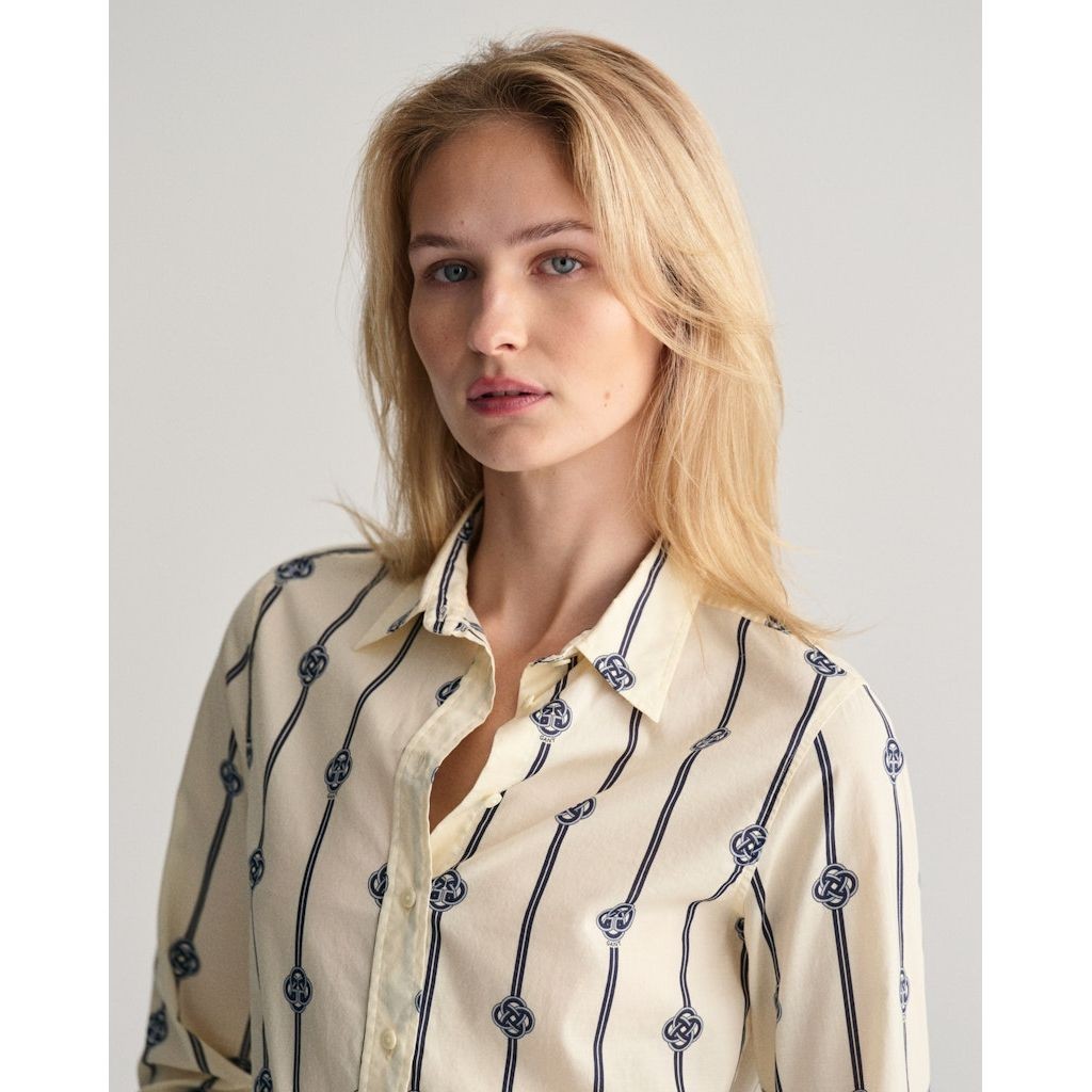 GANT Marškiniai moterims, Mėlyna, REG MONOGRAM STRIPED COT VOILE 4