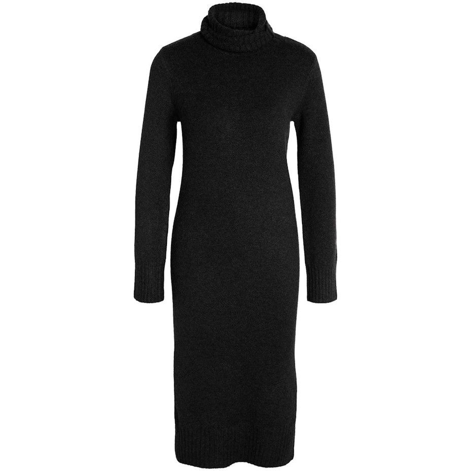 NOISY MAY Midi suknelė moterims, Juoda, NMVIOLA L/S ROLLNECK 1