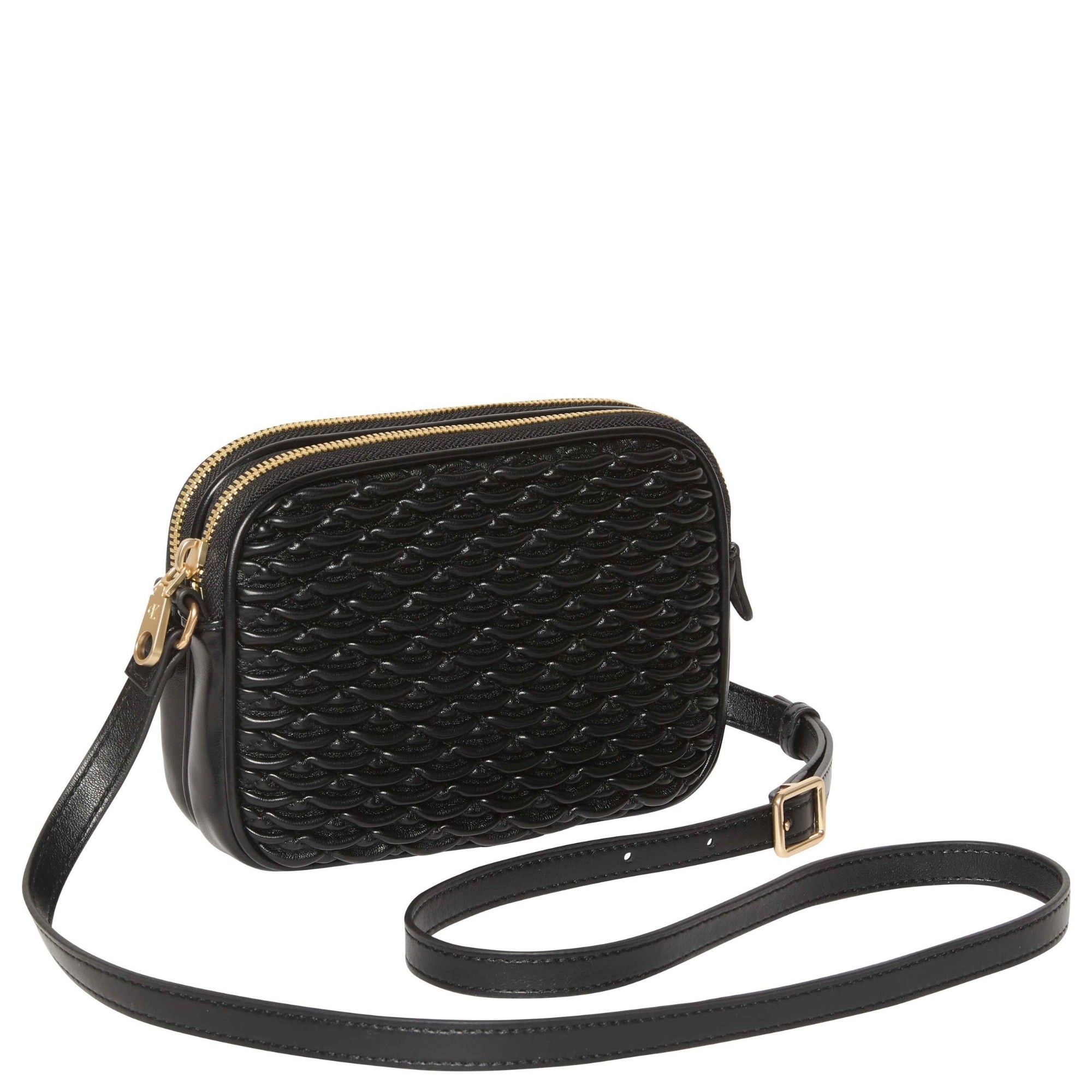 CALVIN KLEIN Rankinė per petį moterims, Juoda, pleated double zip camer?a bag 2