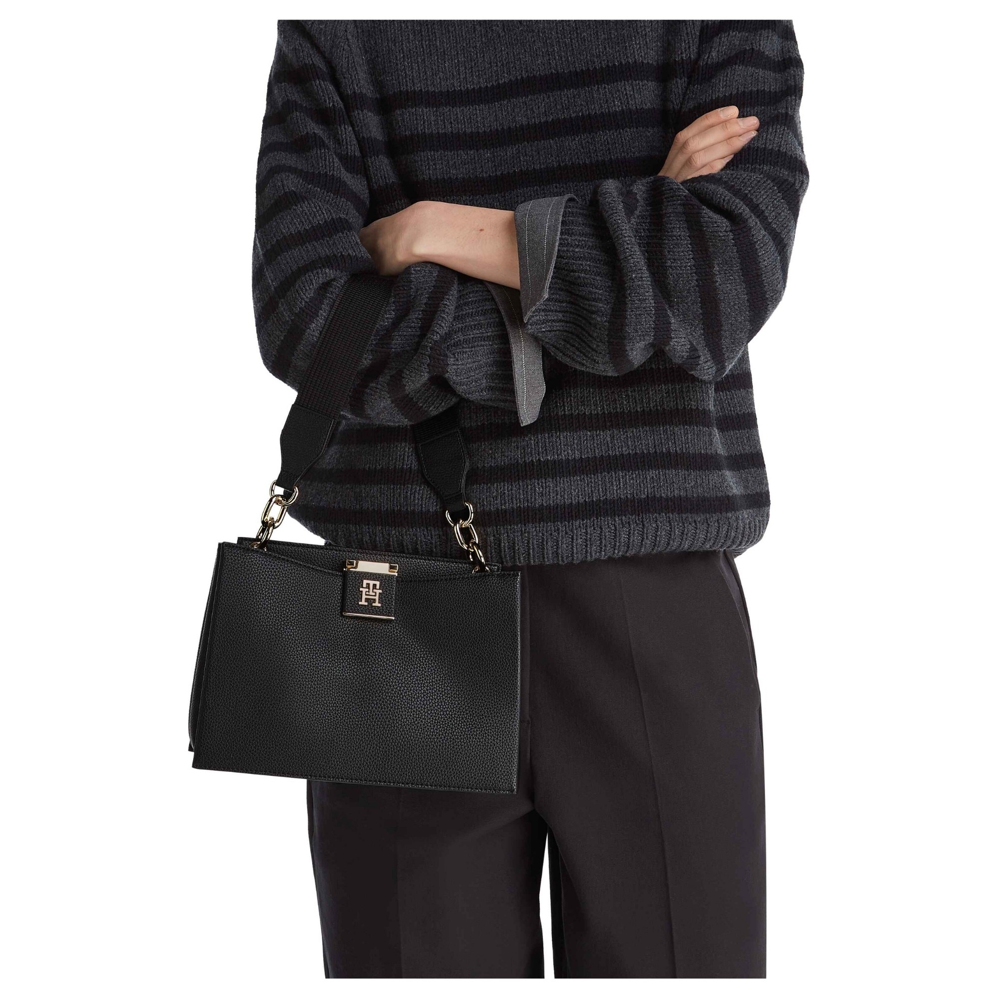 TOMMY HILFIGER Rankinė per petį moterims, Juoda, TH her med satchel 6