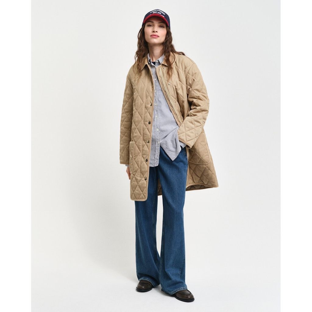 GANT Paltas moterims, Chaki, quilted cord detailed coat 5