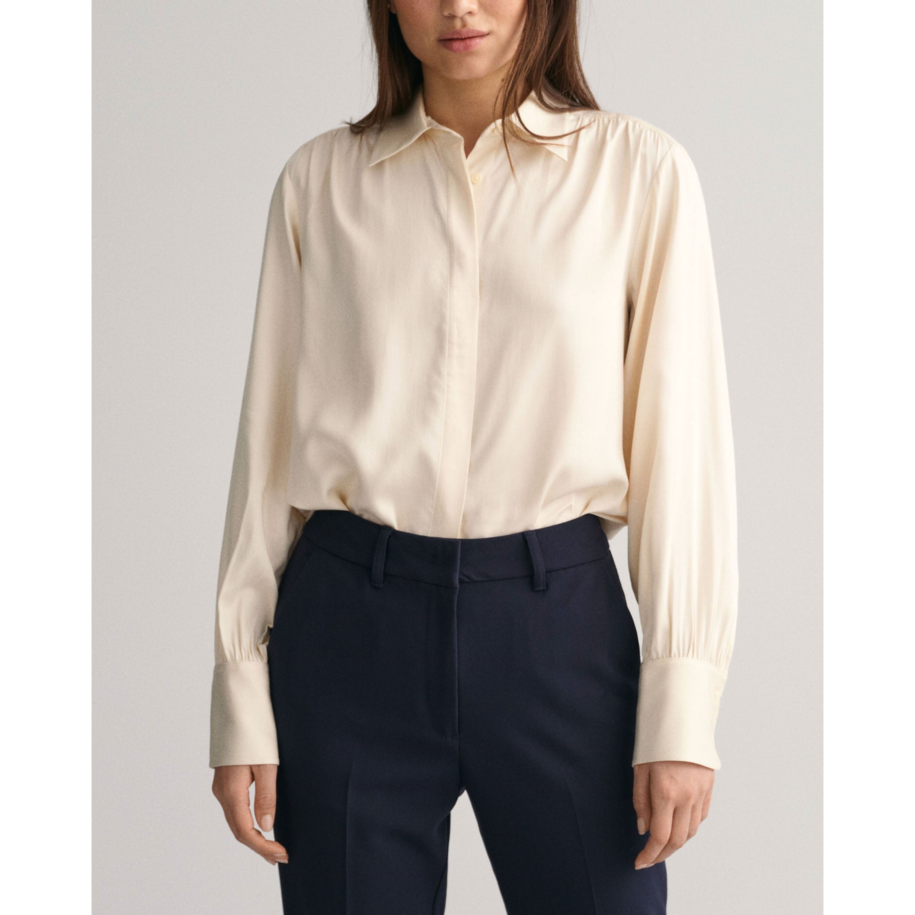 GANT Marškiniai moterims, Balta, REGULAR SATIN SHIRT 2