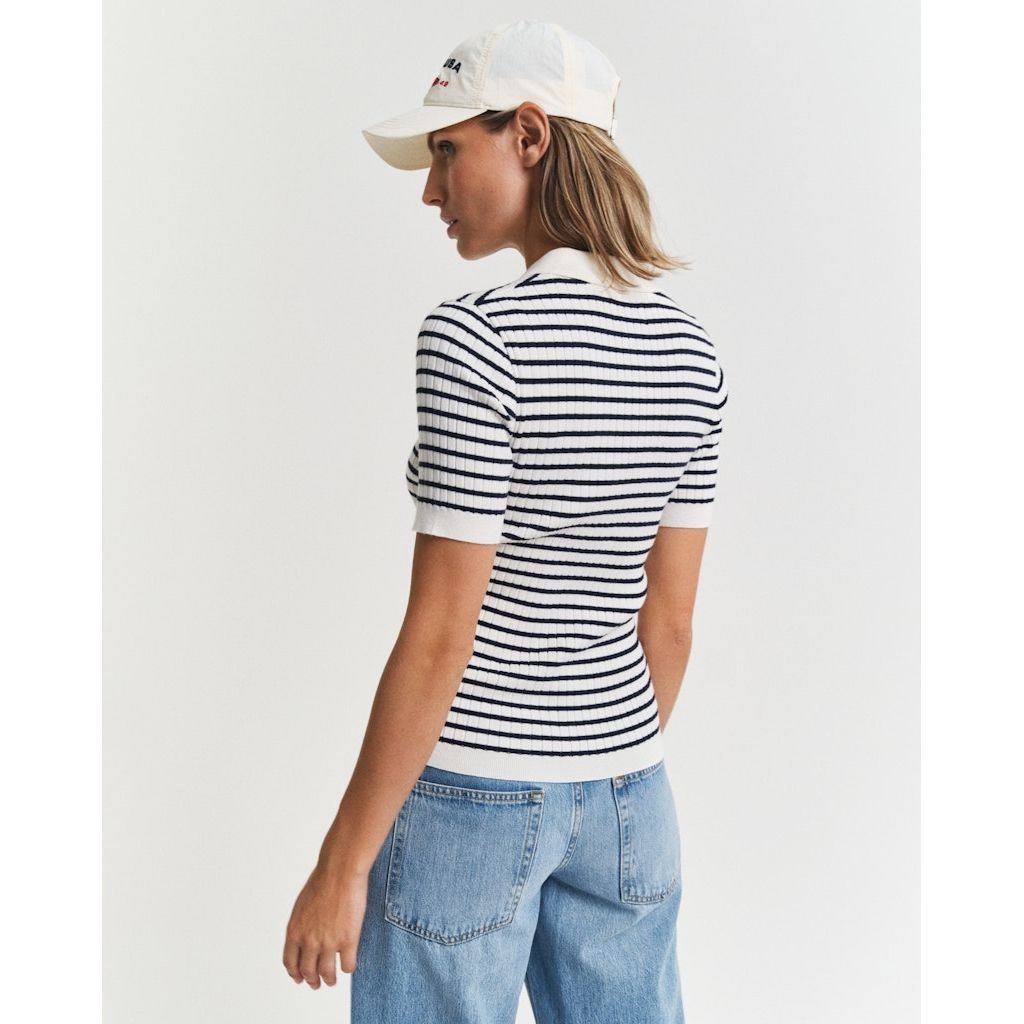 GANT Megztinis moterims, Mėlyna, Rib knit striped rugger 3