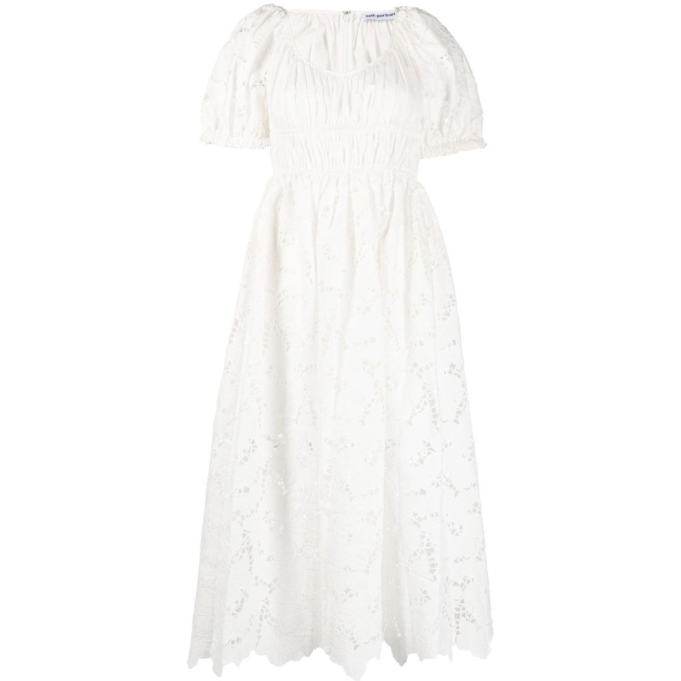 SELF PORTRAIT Midi suknelė moterims, Balta, White cotton lace midi dress 1