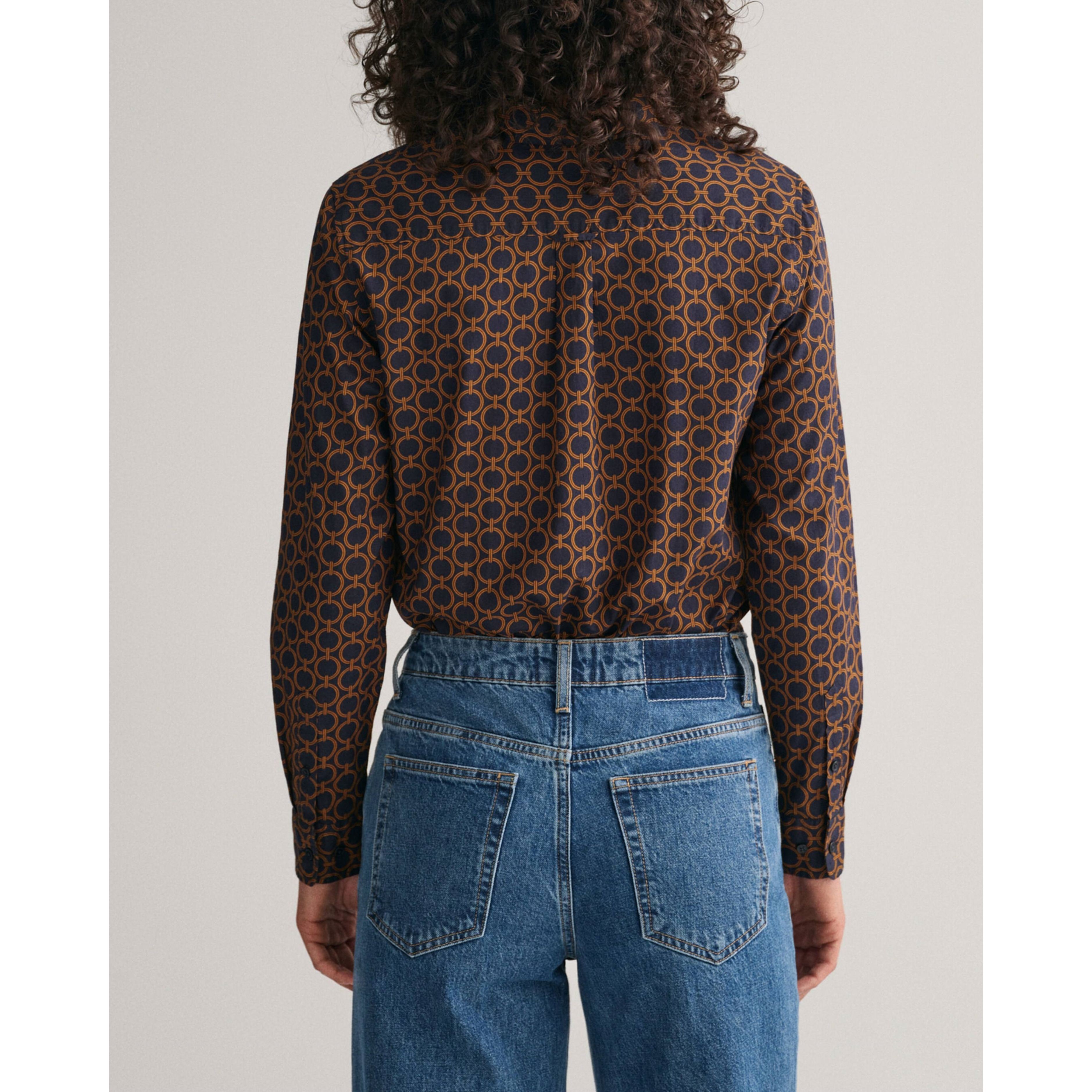 GANT Marškiniai moterims, Mėlyna, REG GEOMETRIC COT VOILE SHIRT 3