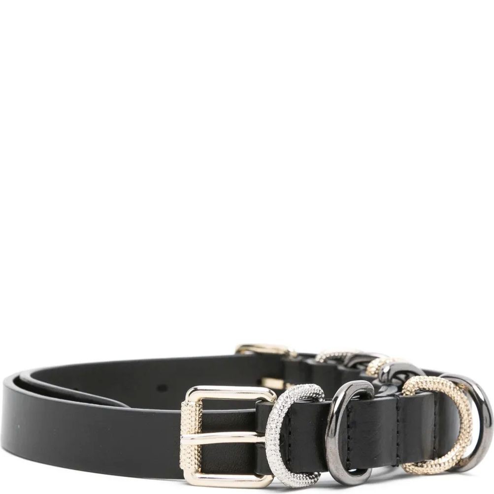 PINKO Diržas moterims, Juoda, Belt with metal loops 1