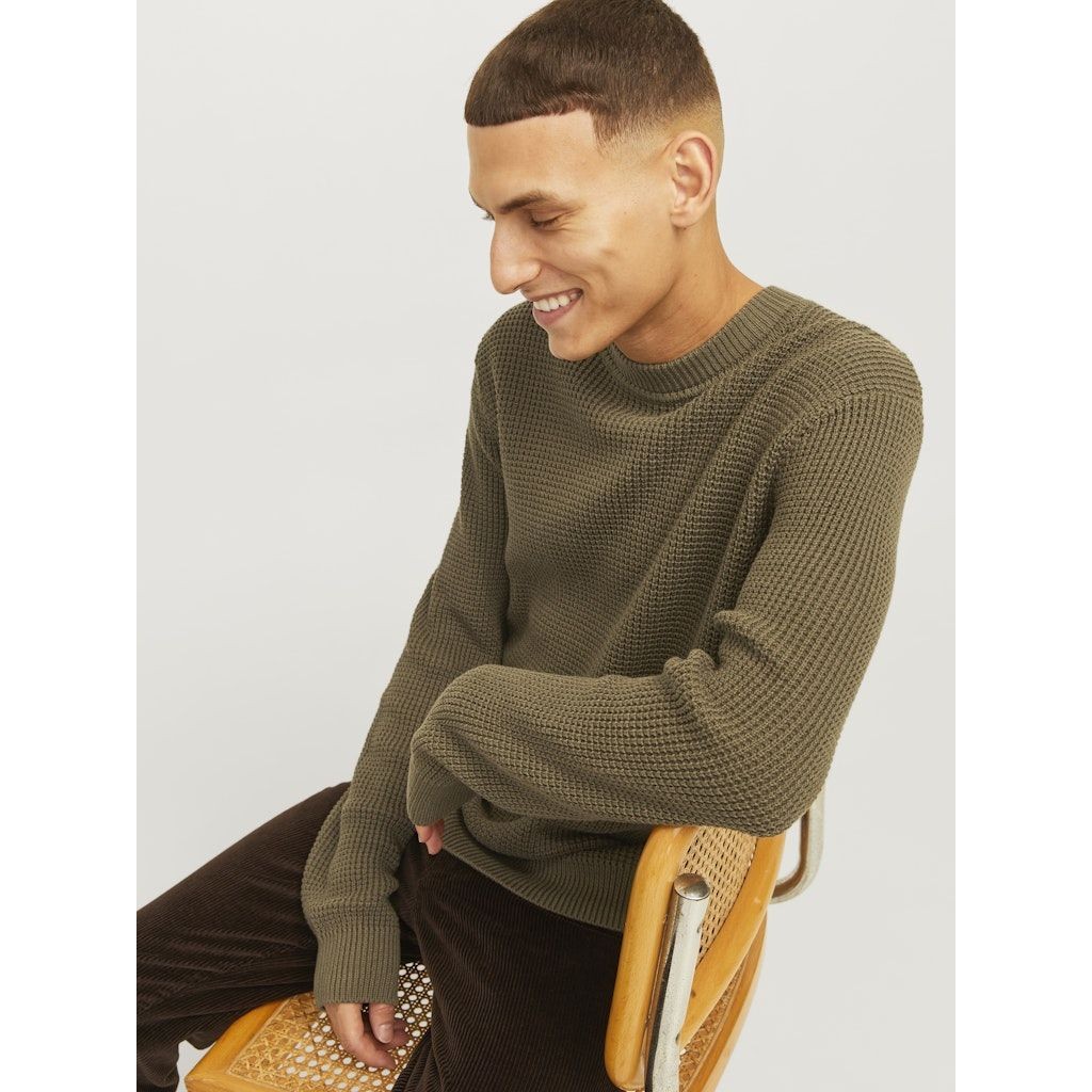 JACK & JONES Megztinis vyrams, Ruda, Viggo waffle knit crew neck 7