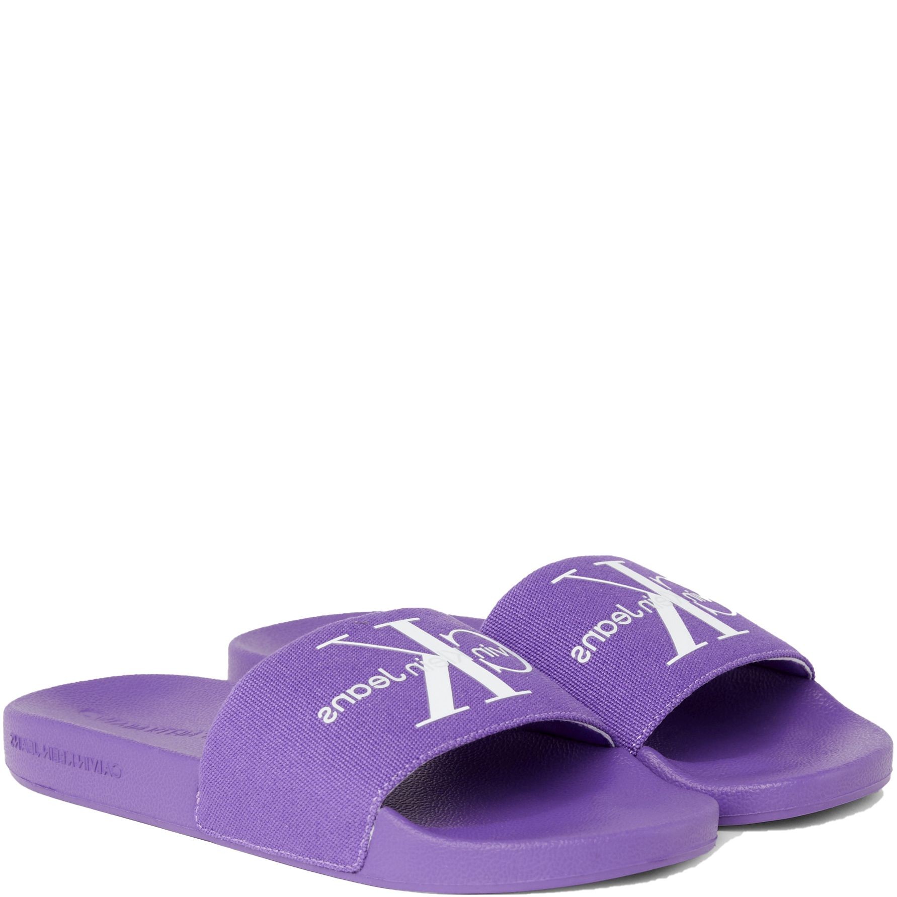 CALVIN KLEIN JEANS Guminės šlepetės moterims, Violetinė, Slide monogram 1