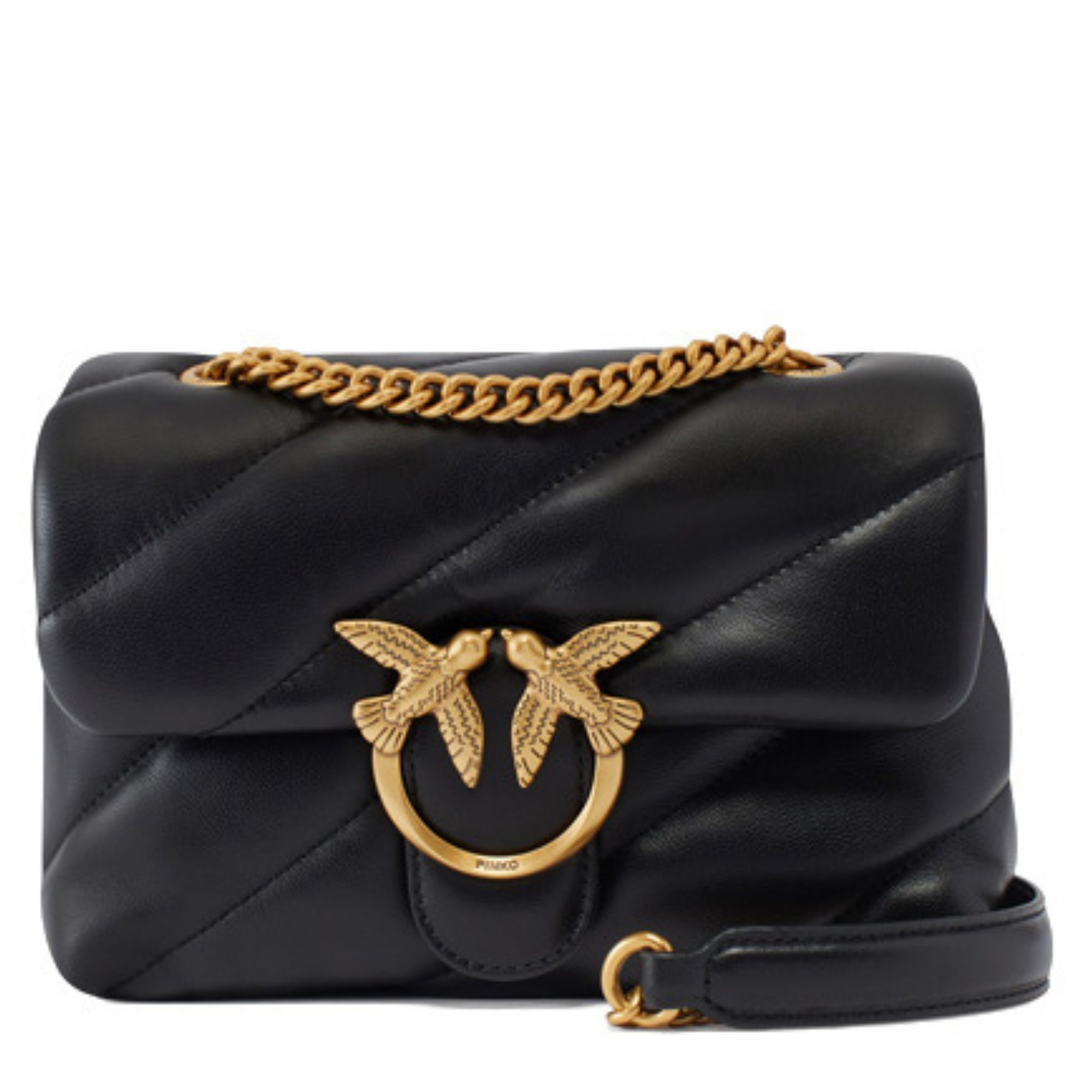 PINKO Rankinė per petį moterims, Juoda, Mini secchiello love birds 1