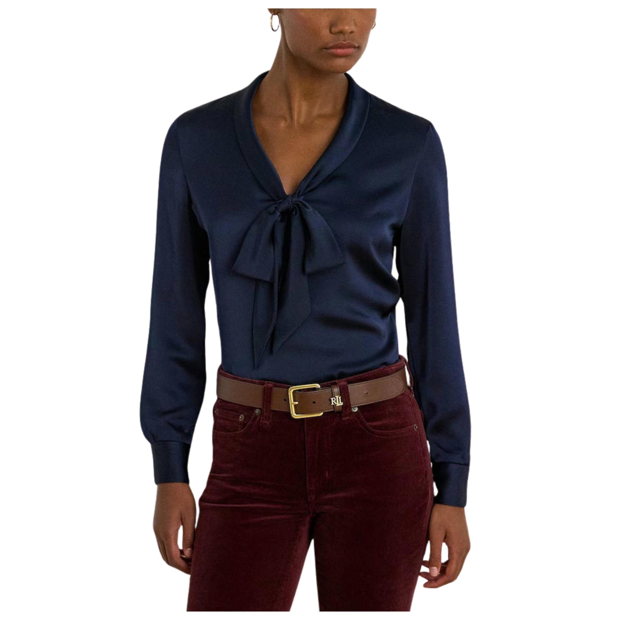 LAUREN RALPH LAUREN Palaidinės moterims, Mėlyna, Yilvray long sleeve blouse 1