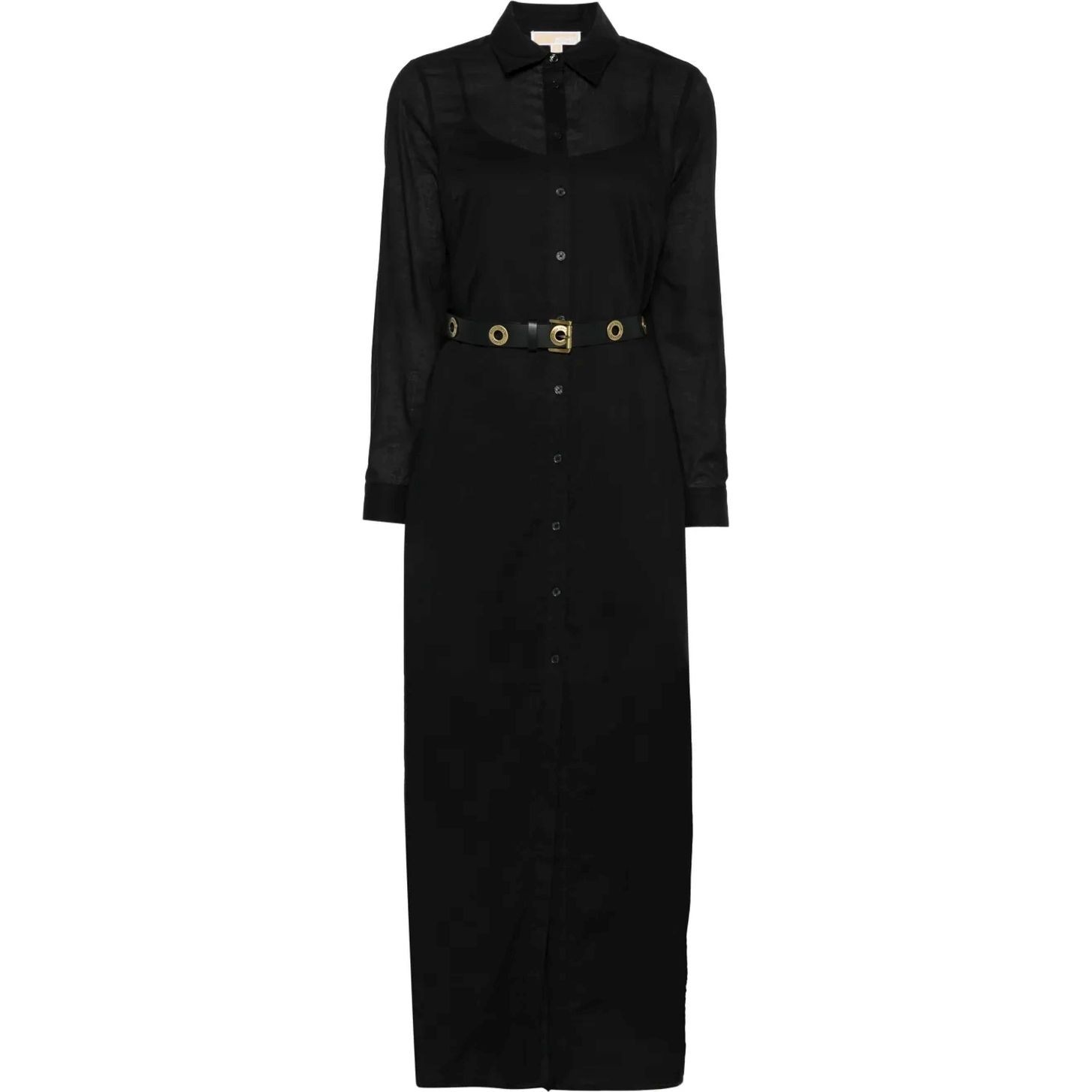 MICHAEL KORS Maxi suknelė moterims, Juoda, Slit maxi shirt dress 1