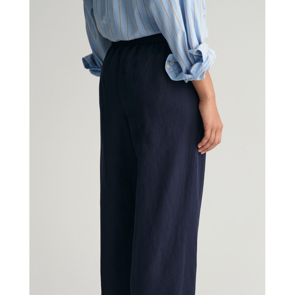 GANT Kelnės moterims, Mėlyna, REL LINEN BLEND PULL ON PANTS 4