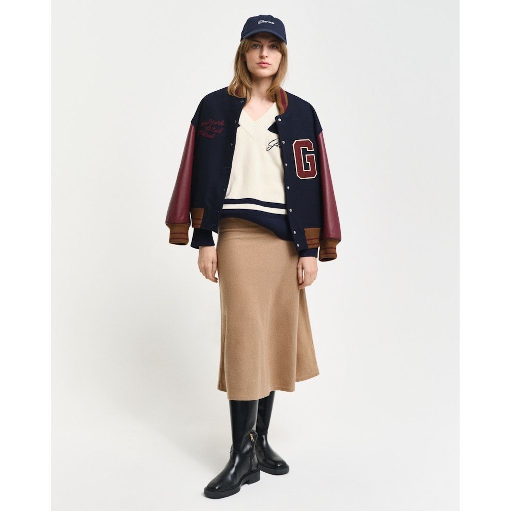 GANT Midi sijonas moterims, Ruda, Superfine lambswool skirt 5