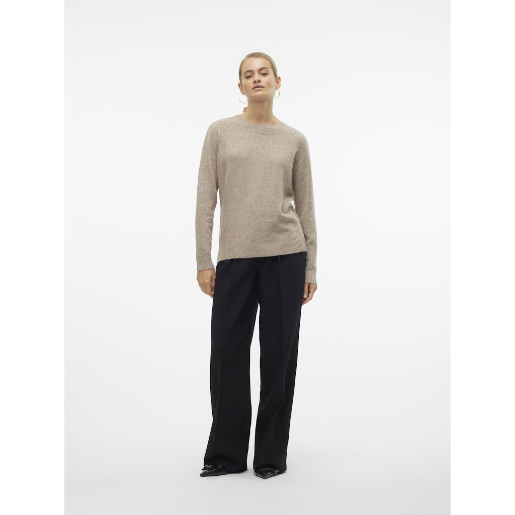 VERO MODA Megztinis moterims, Smėlio, VMDOFFY LS O-NECK BL 4
