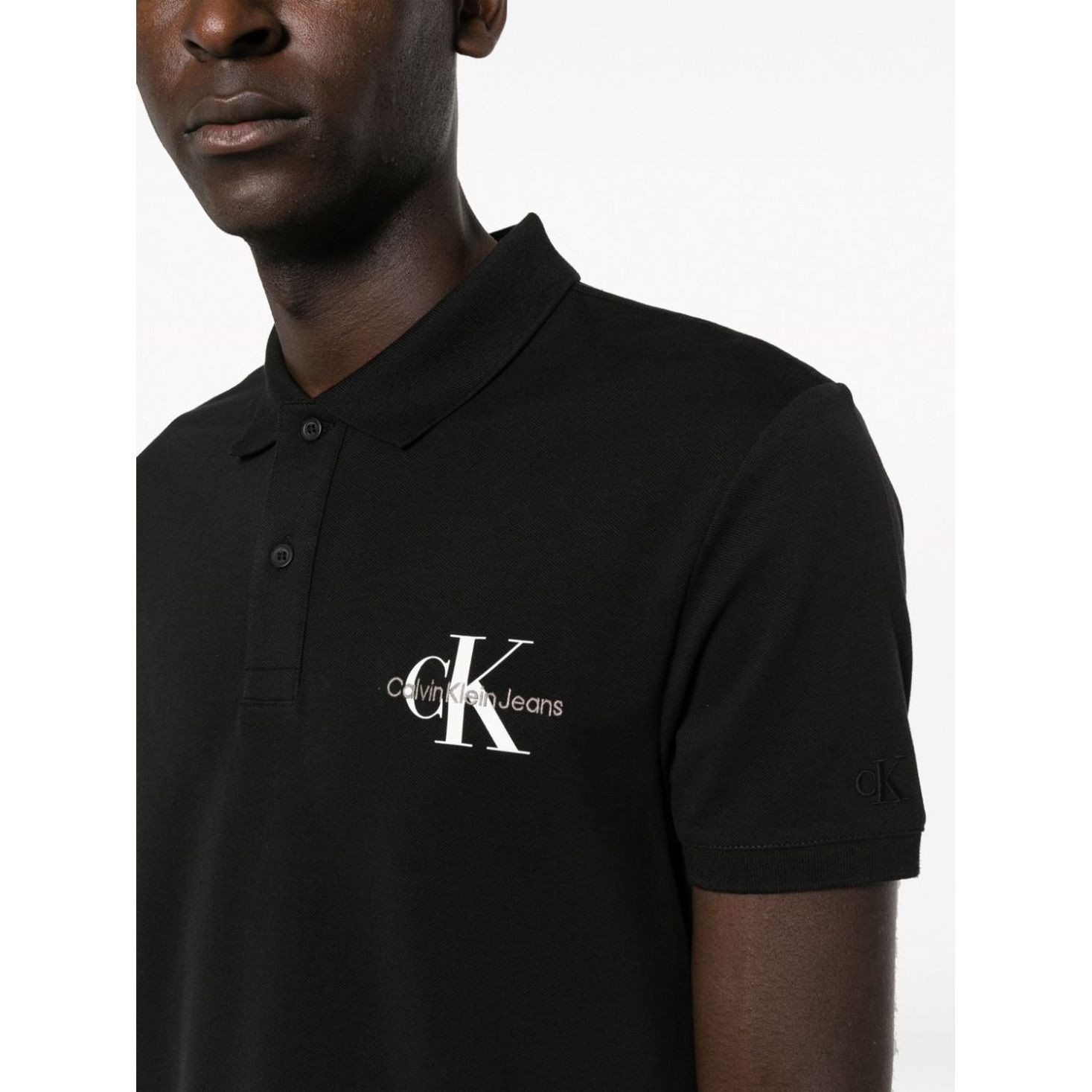 CALVIN KLEIN JEANS Polo marškiniai trumpos rank. vyrams, Juoda, Monologo polo 4