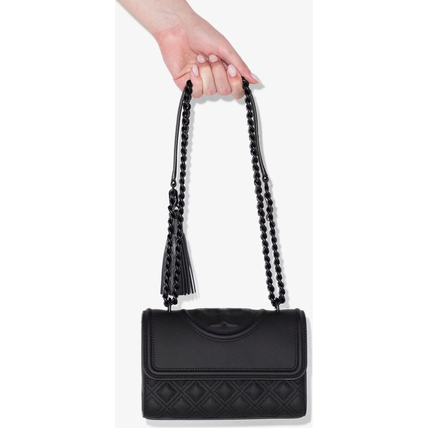 TORY BURCH Rankinė per petį moterims, Juoda, Fleming matte shoulder bag 4