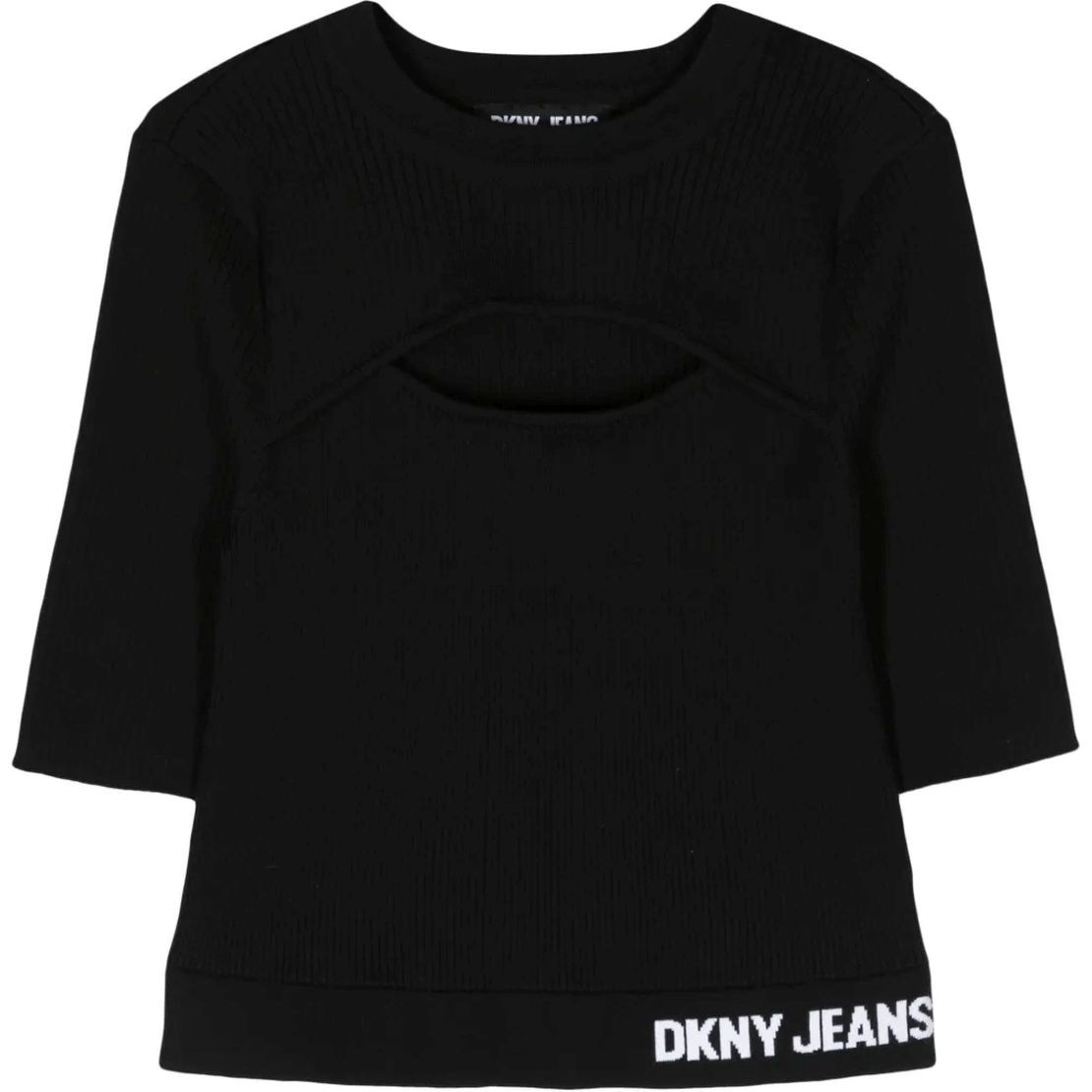 DKNY Marškiniai be rankovių moterims, Juoda, Cut-out crop top 1