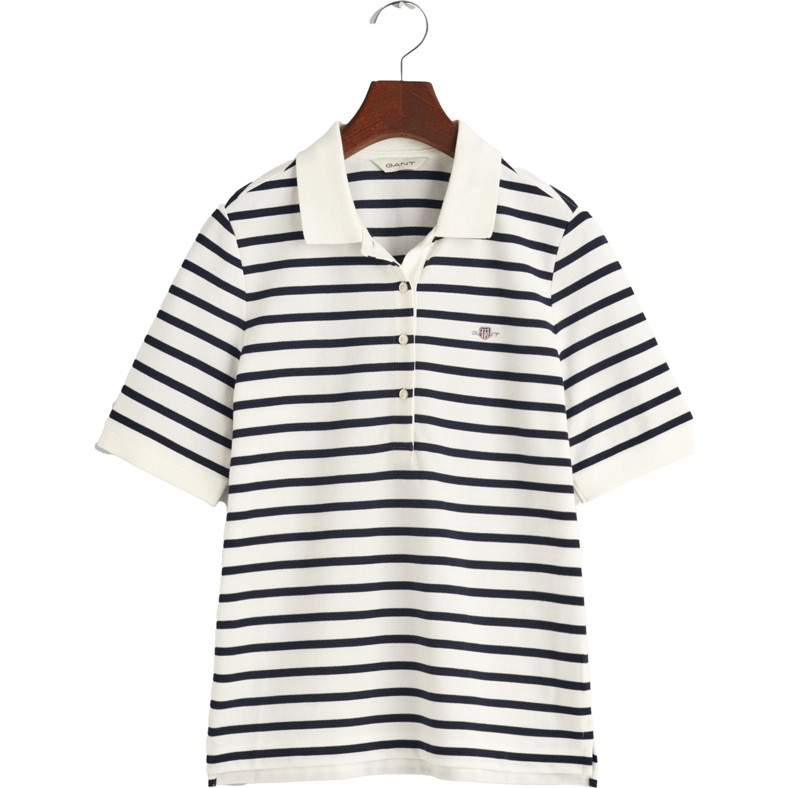 GANT Polo marškiniai trumpos rank. moterims, Geltona, SLIM STRIPED SHIELD SS PIQUE 1