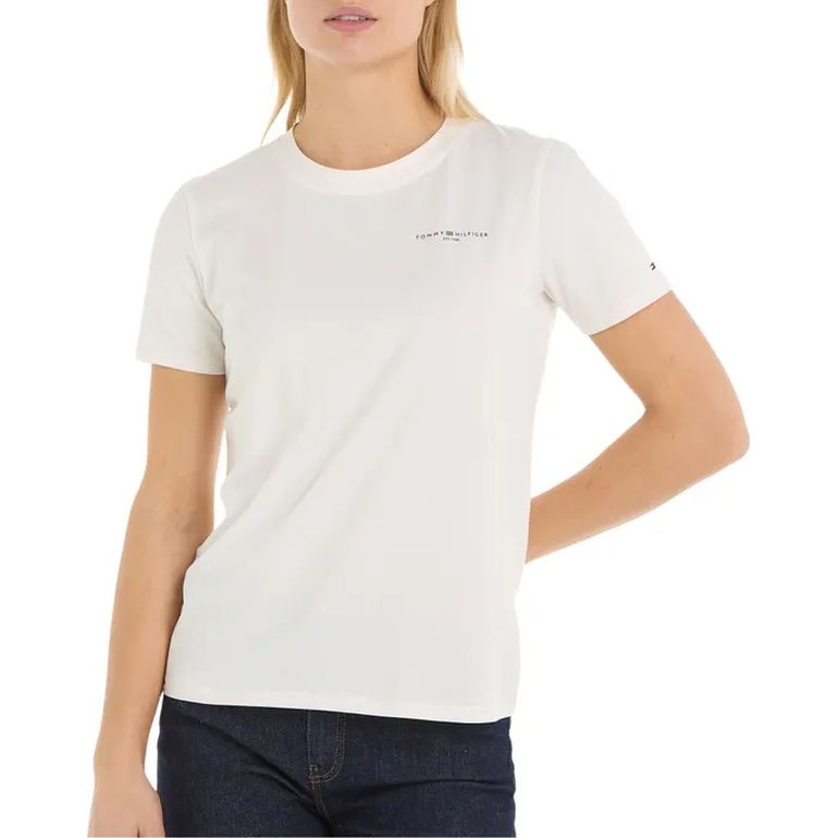 TOMMY HILFIGER Marškinėliai trump. rankovėmis moterims, Balta, 1985 reg mini corp logo c-nk 2