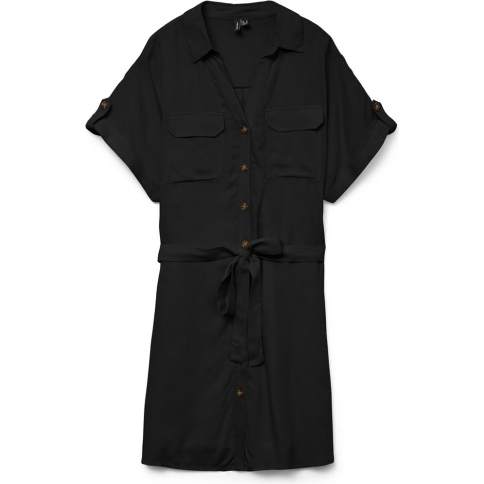 VERO MODA Mini suknelė moterims, Juoda, Bumpy short shirt dress 1