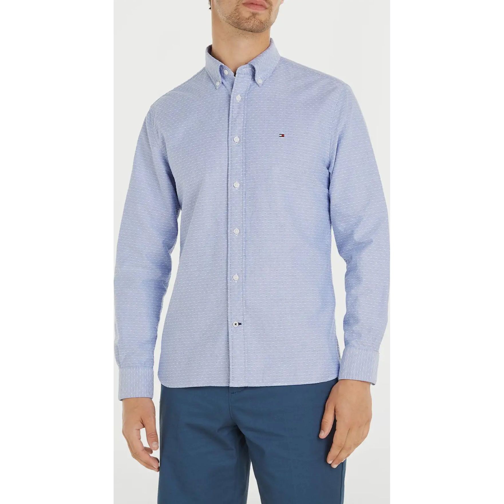 TOMMY HILFIGER Marškiniai ilgomis rankovėmis vyrams, Mėlyna, Oxford dobby rf shirt 2