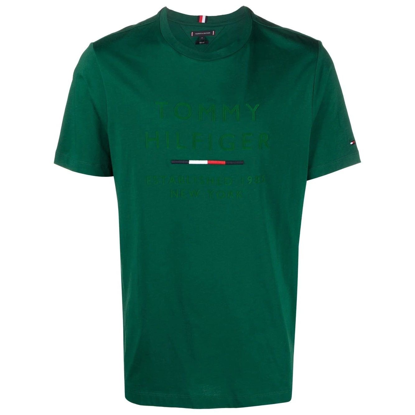 TOMMY HILFIGER Marškinėliai trump. rankovėmis vyrams, Žalia, Stacked new york flock tee 1