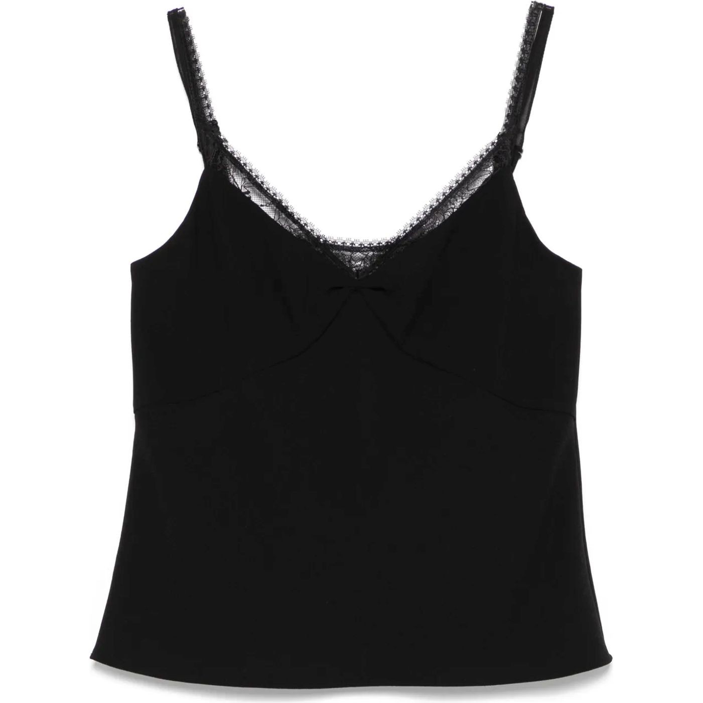 VINCE Marškiniai be rankovių moterims, Juoda, Lace trim cami