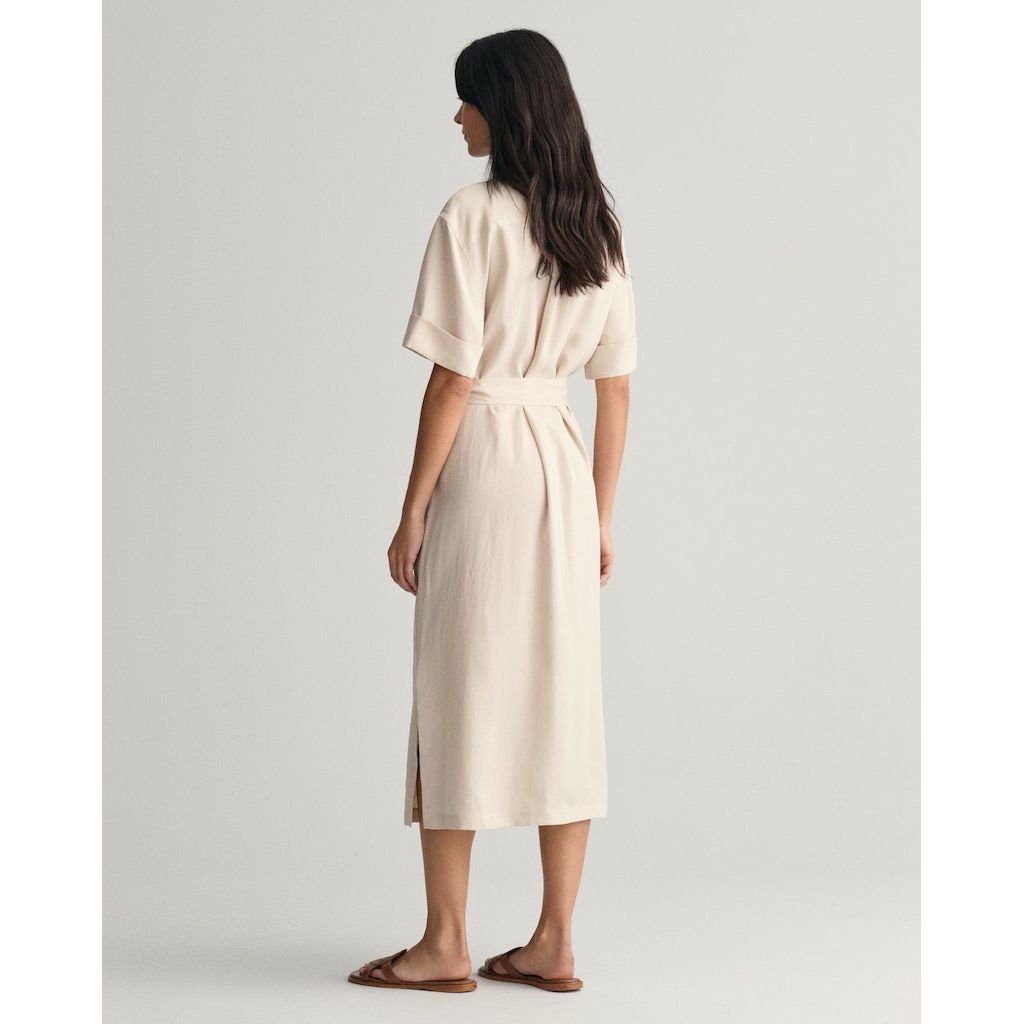 GANT Midi suknelė moterims, Smėlio, REL POCKET SS SHIRT DRESS 3