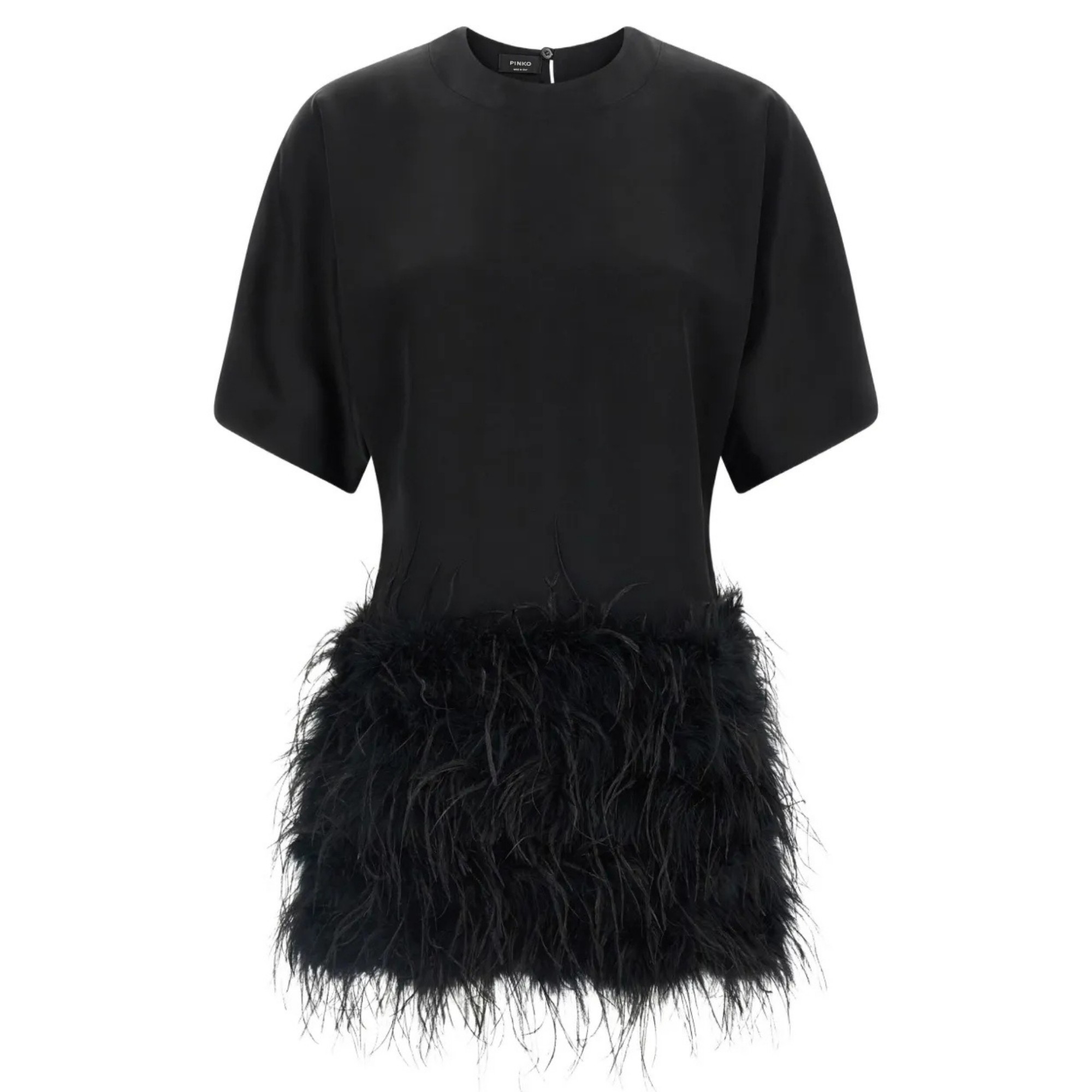 PINKO Mini suknelė moterims, Juoda, Sapientino abito satin e piume 1