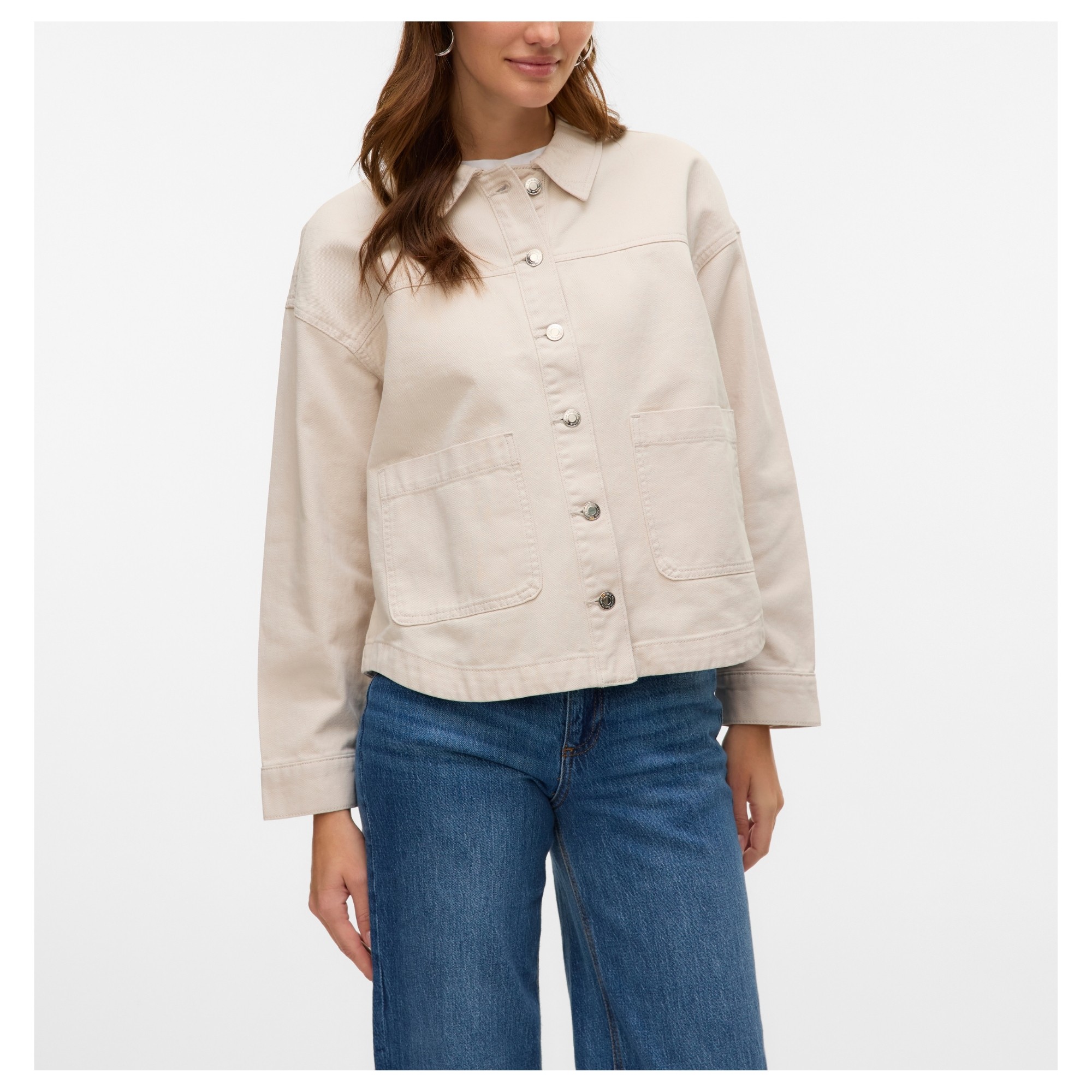 VERO MODA Džinsinis švarkas moterims, Balta, Jamie denim 2