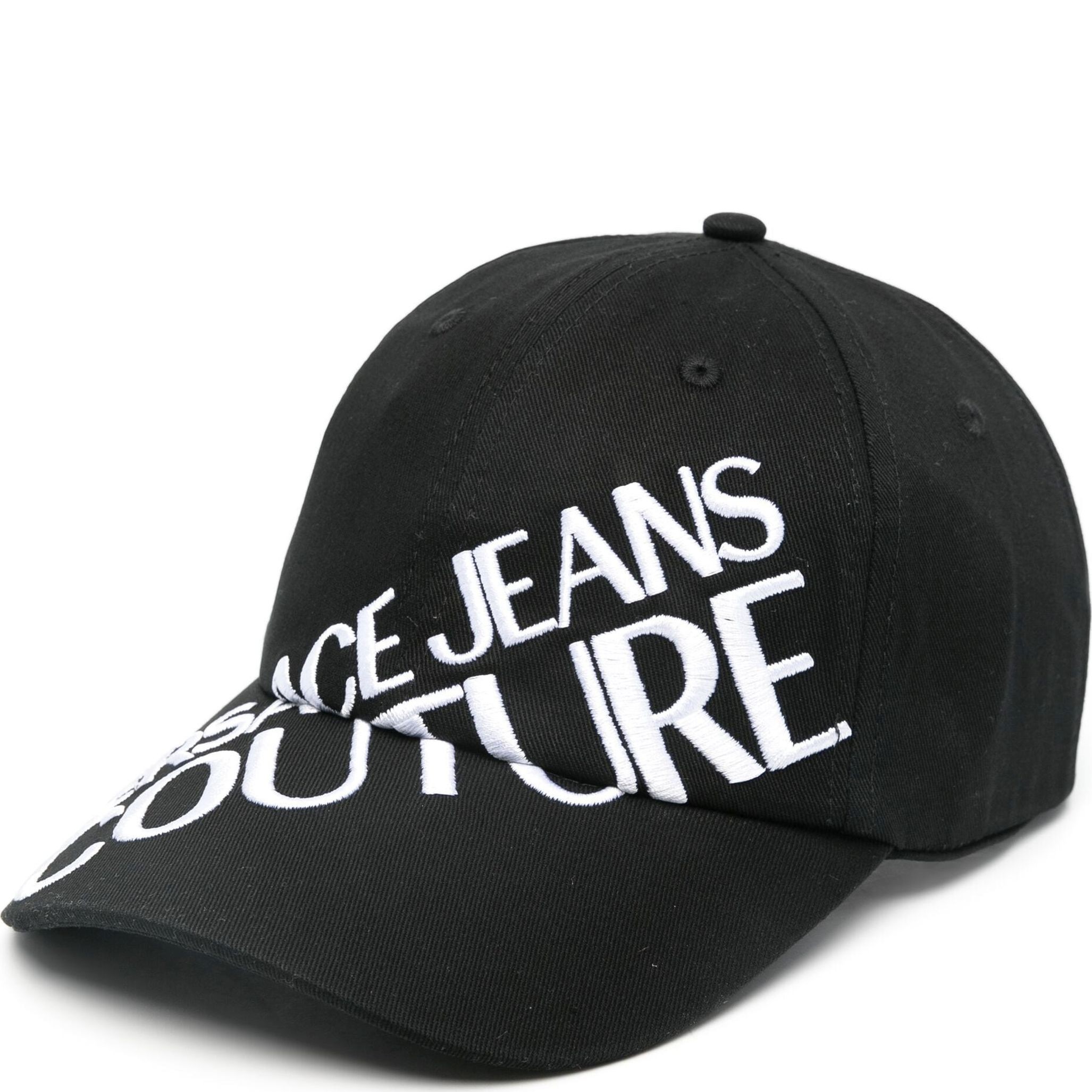 VERSACE JEANS CUTURE Kepurė vyrams, Juoda, Logo-print cotton baseball cap 1