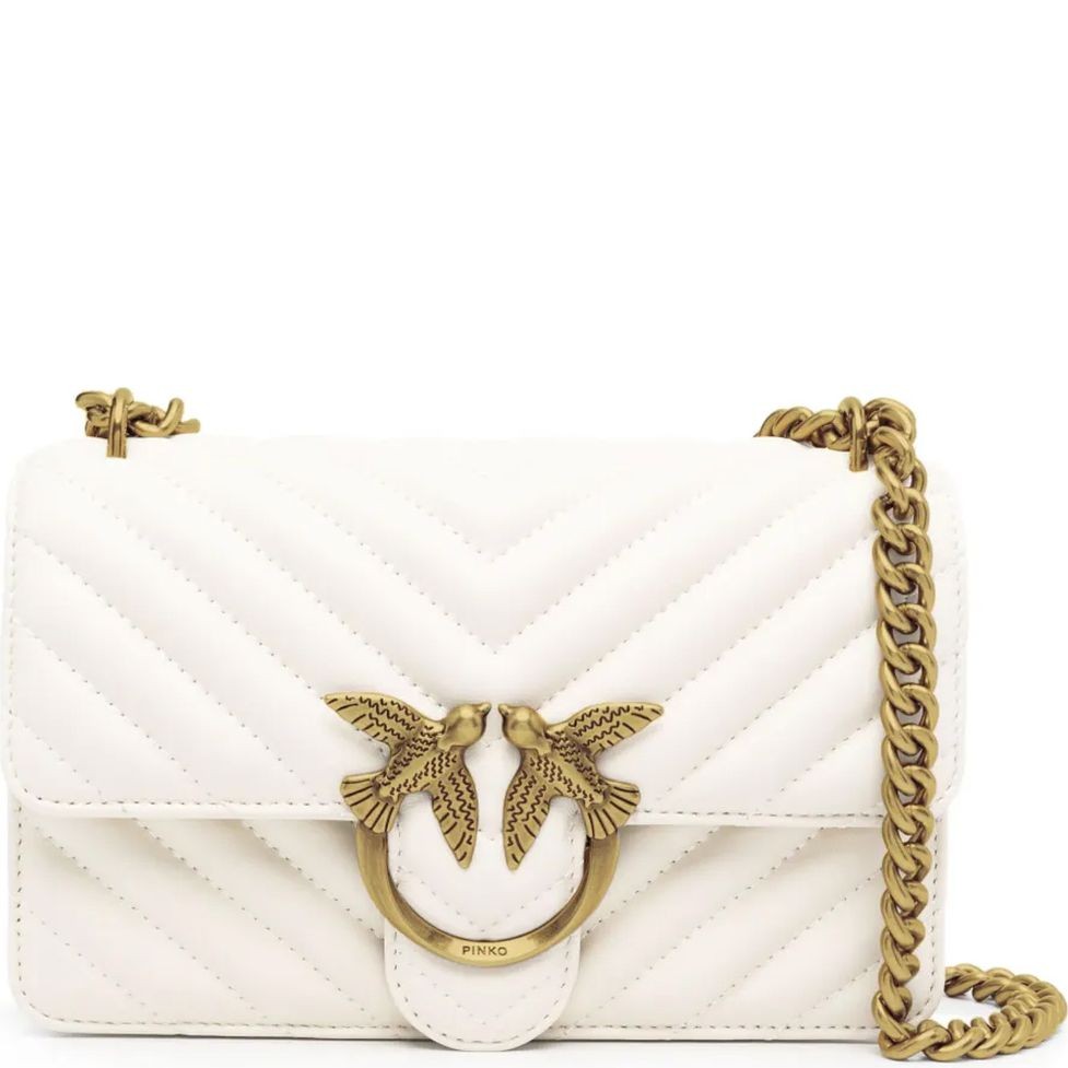PINKO Rankinė per petį moterims, Balta, Love one mini crossbody bag 1