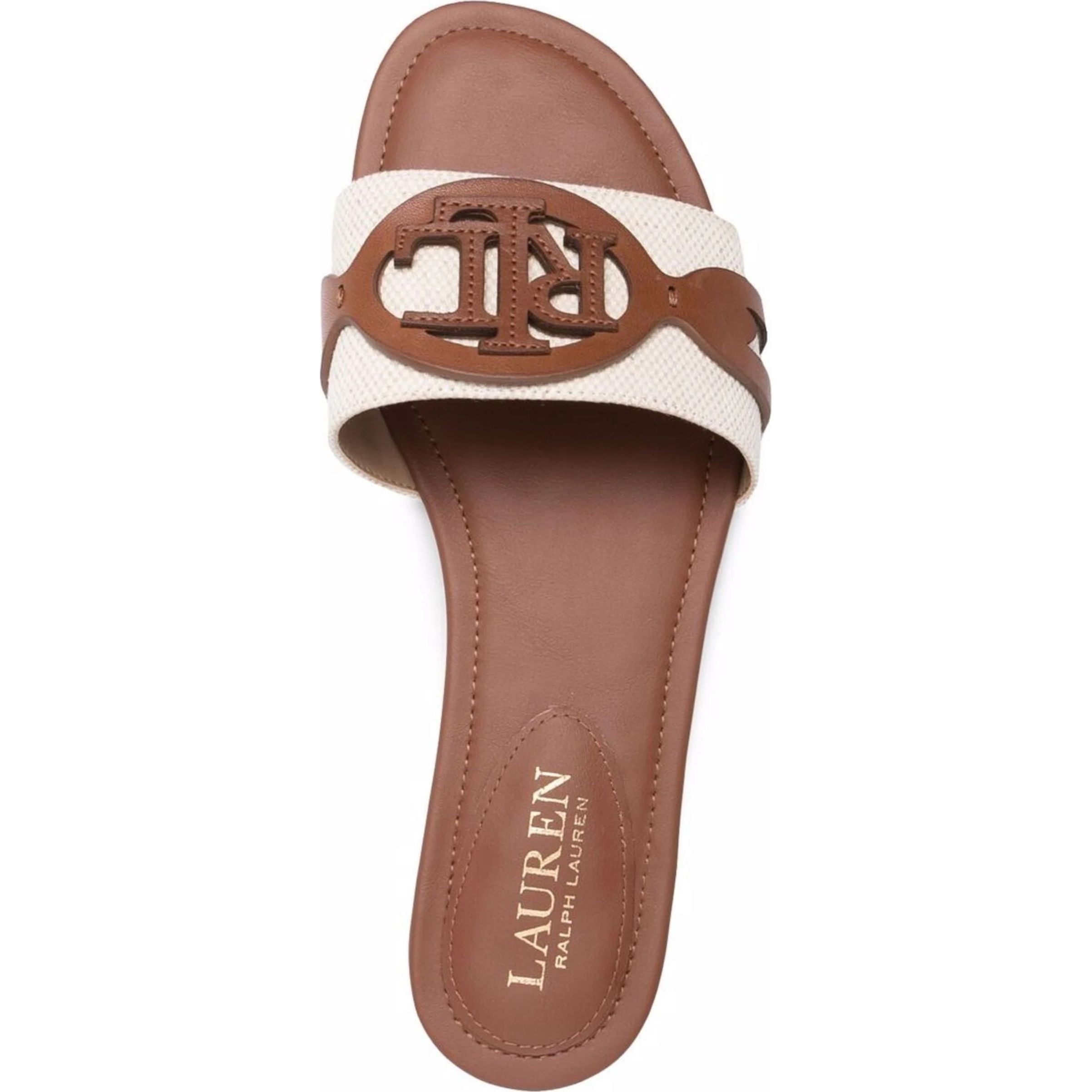 LAUREN RALPH LAUREN Basutės moterims, Smėlio, Alegra canvas slide sandals 4