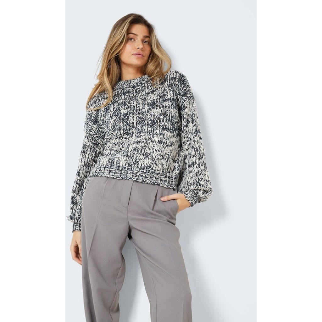 NOISY MAY Megztinis moterims, Mėlyna, NMSPECKLE L/S O-NECK 6