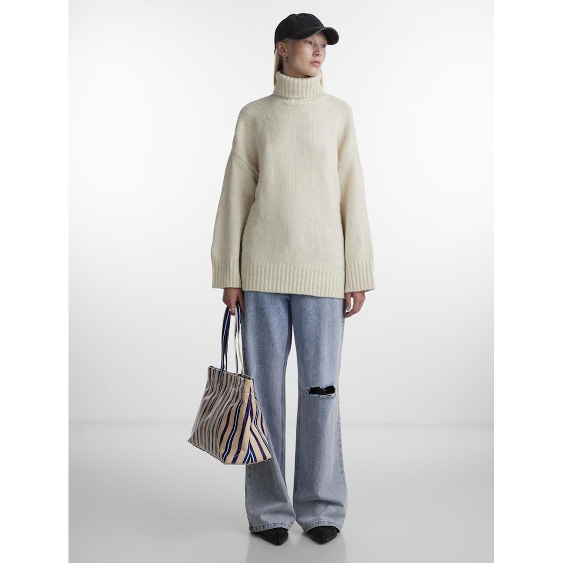 PIECES Megztinis su kaklu moterims, Balta, Nancy roll neck knit 5