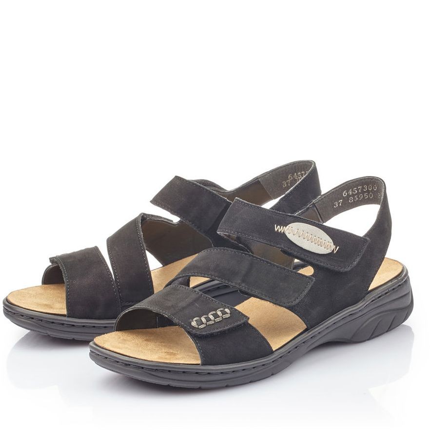 RIEKER Basutės moterims, Juoda, SANDALS 11