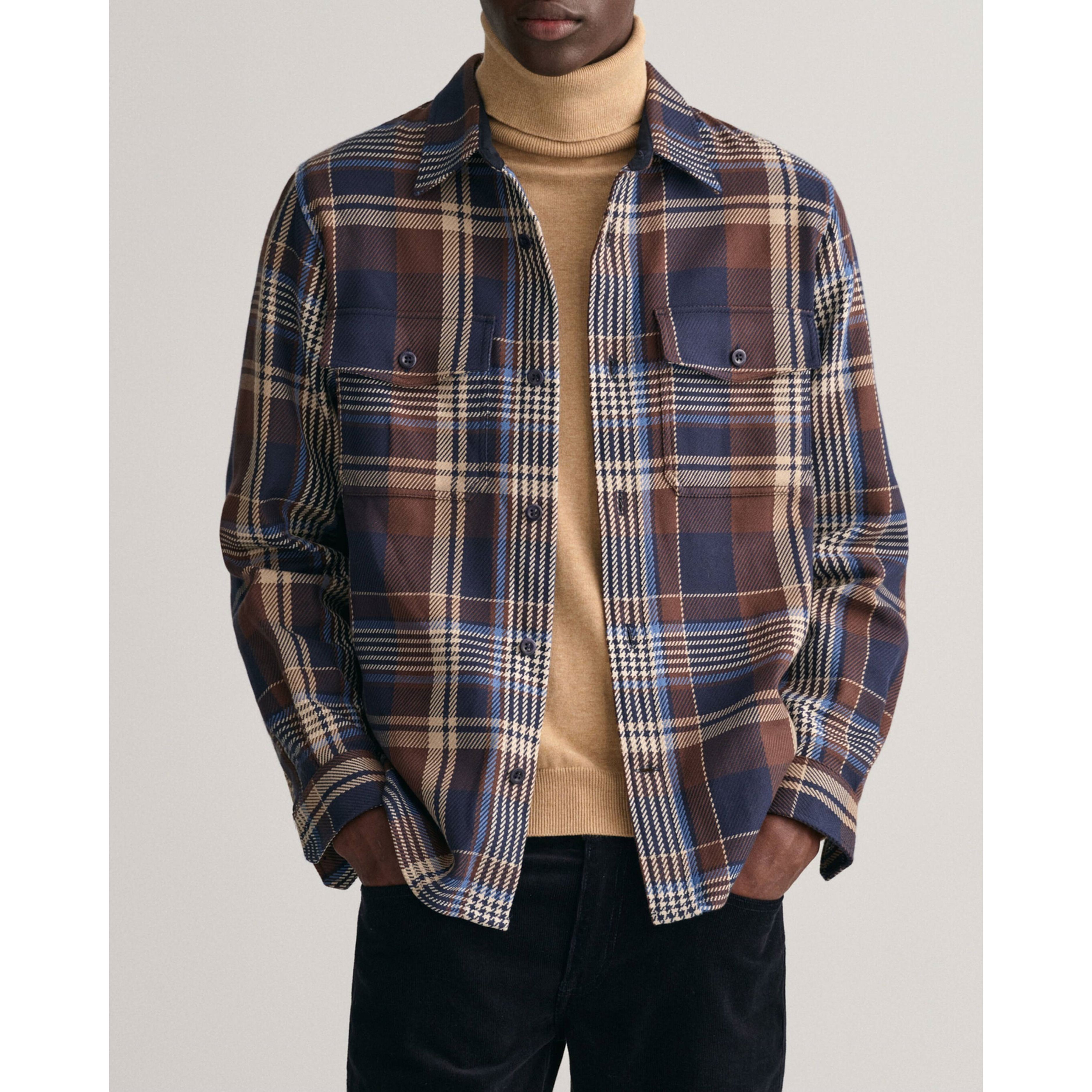 GANT Marškiniai vyrams, Mėlyna, HEAVY TWILL CHECK OVERSHIRT 2